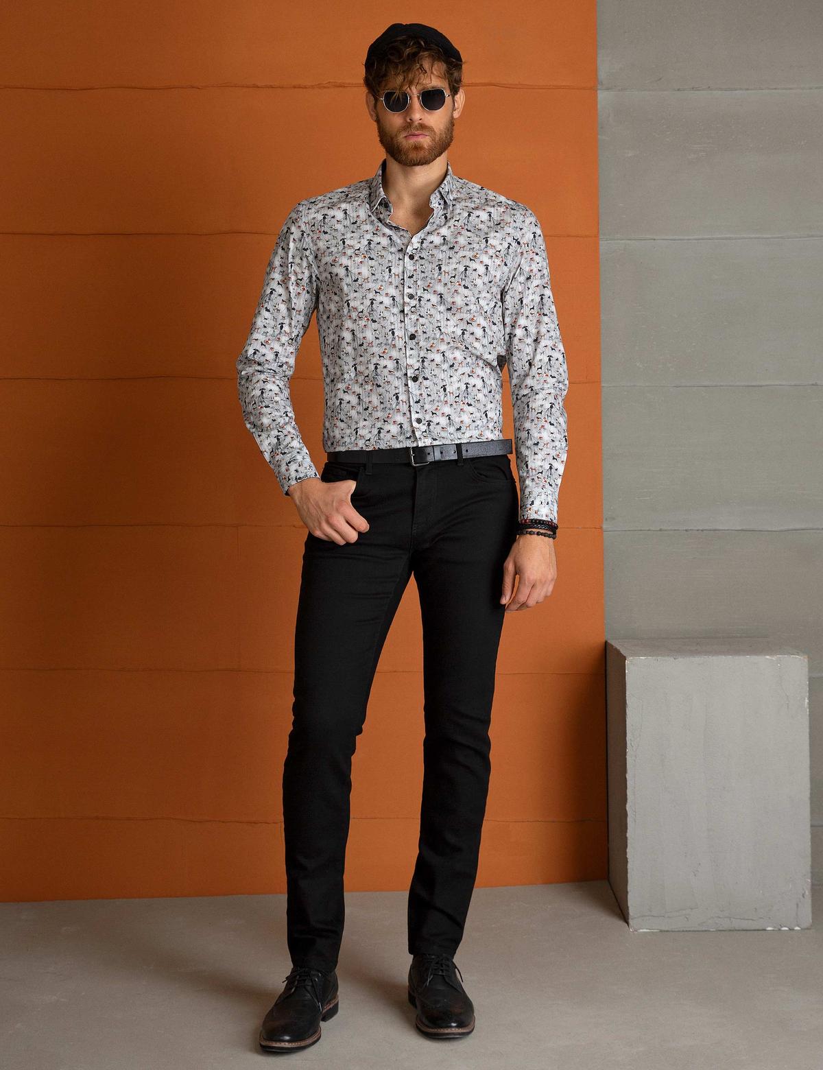 Gri Slim Fit Gömlek