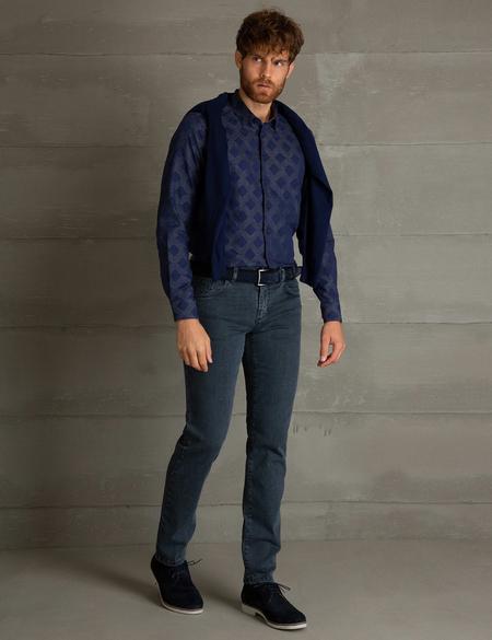 Gri Detaylı Slim Fit Gömlek
