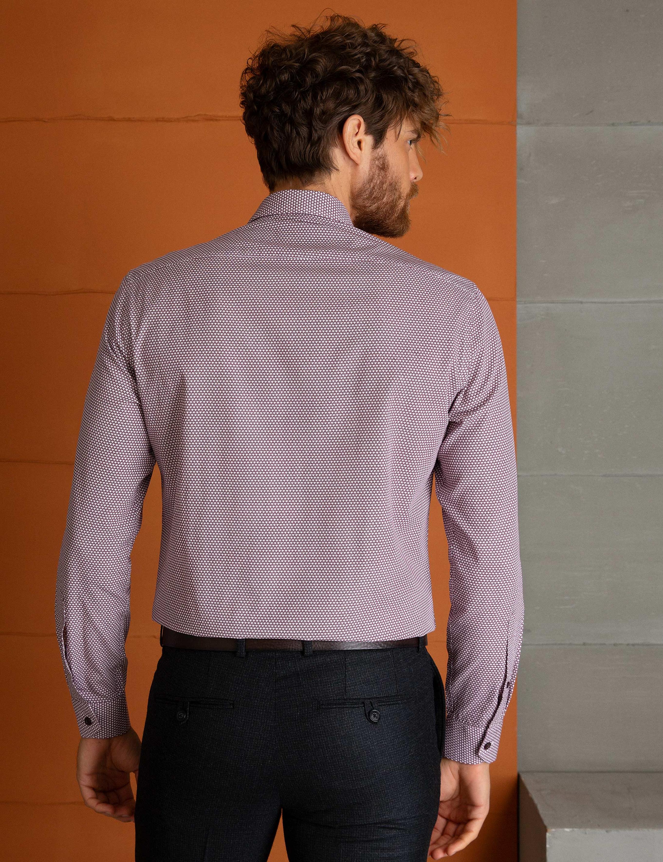 Kırmızı Slim Fit Uzun Kollu Gömlek