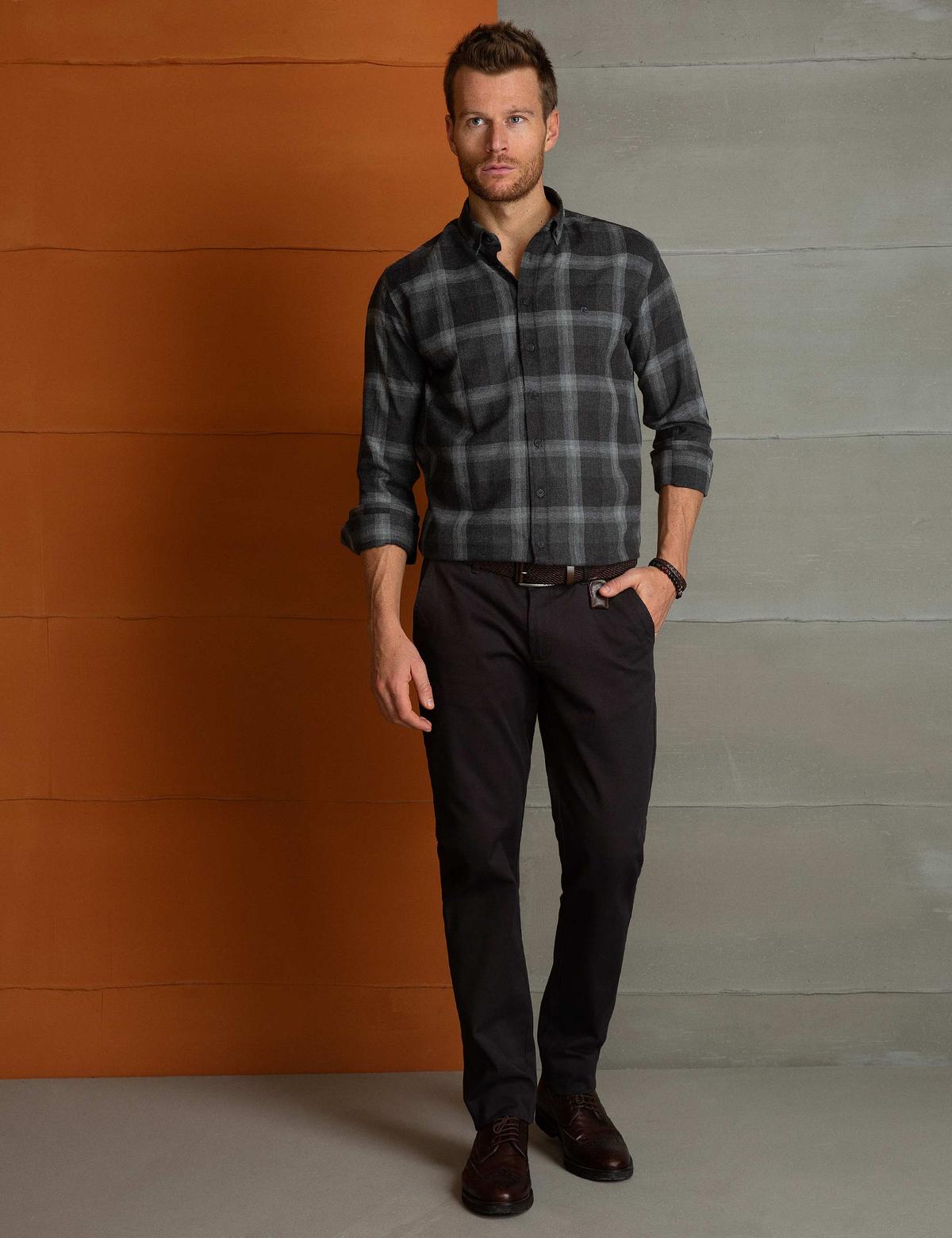 Antrasit Gri Slim Fit Gömlek