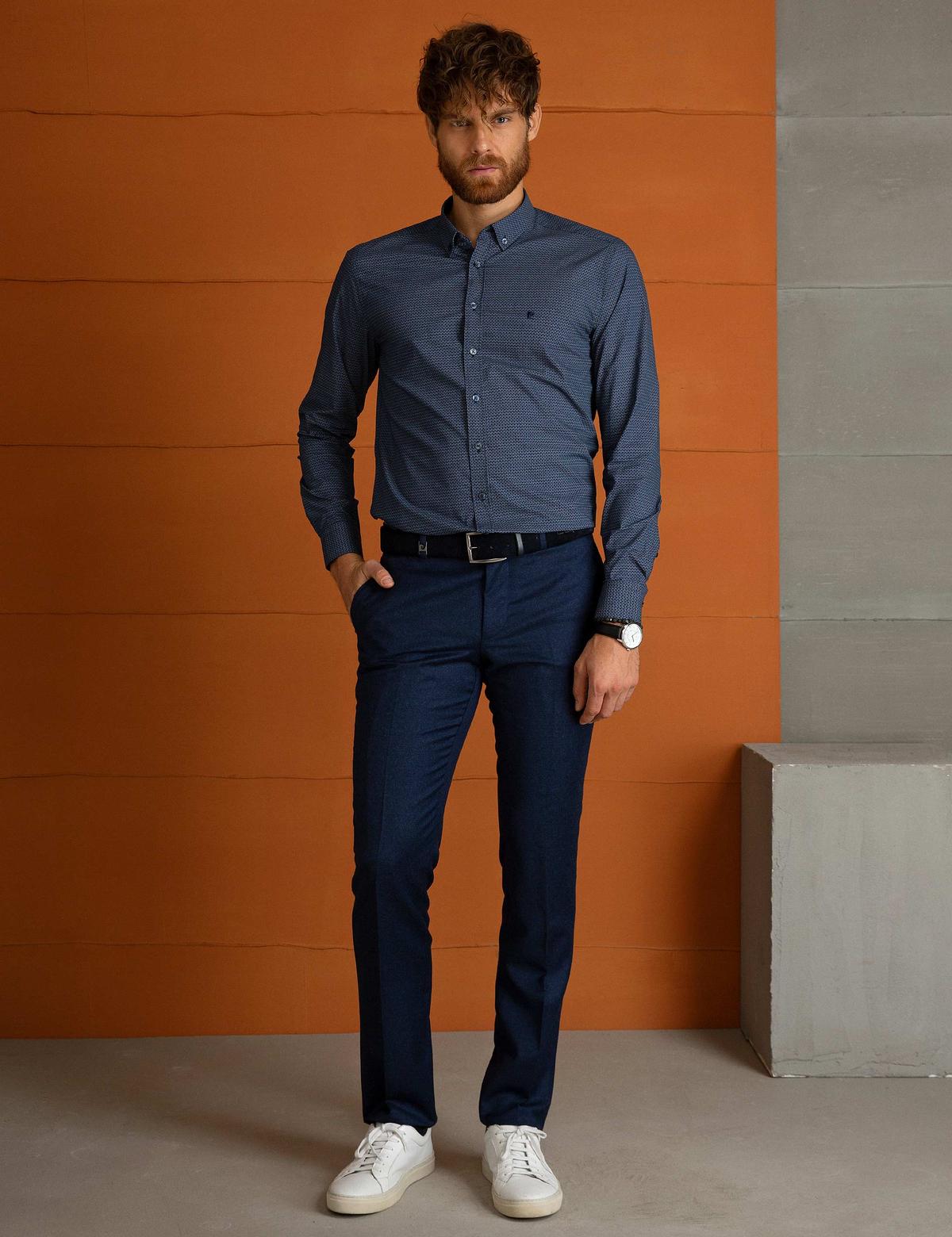 Lacivert Slim Fit Gömlek