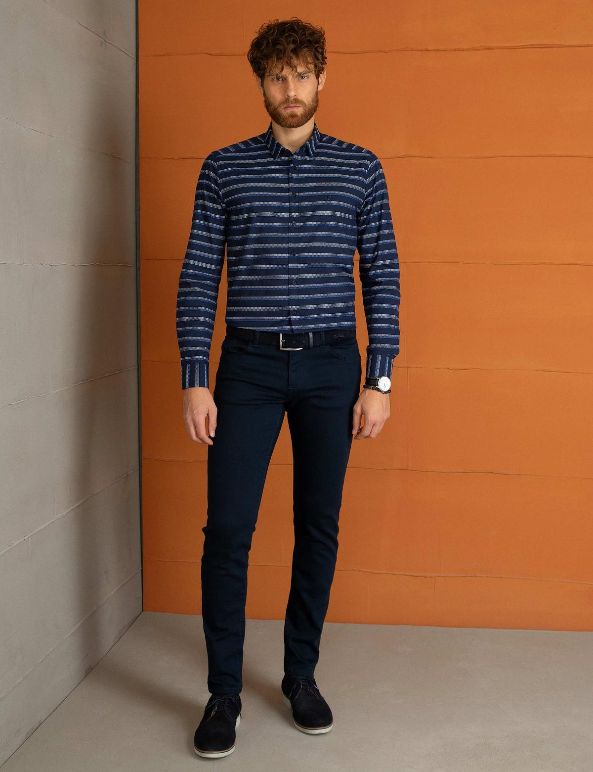 Mavi Slim Fit Uzun Kollu Gömlek