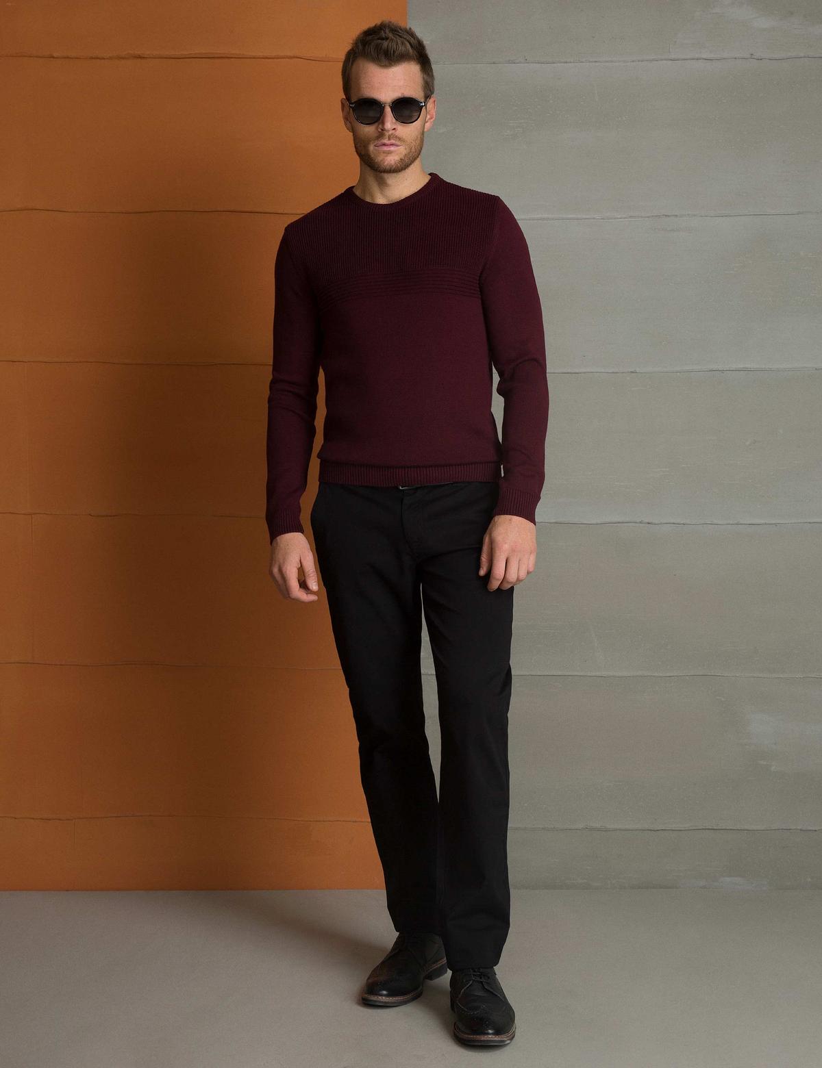 Bordo Slim Fit Triko Kazak