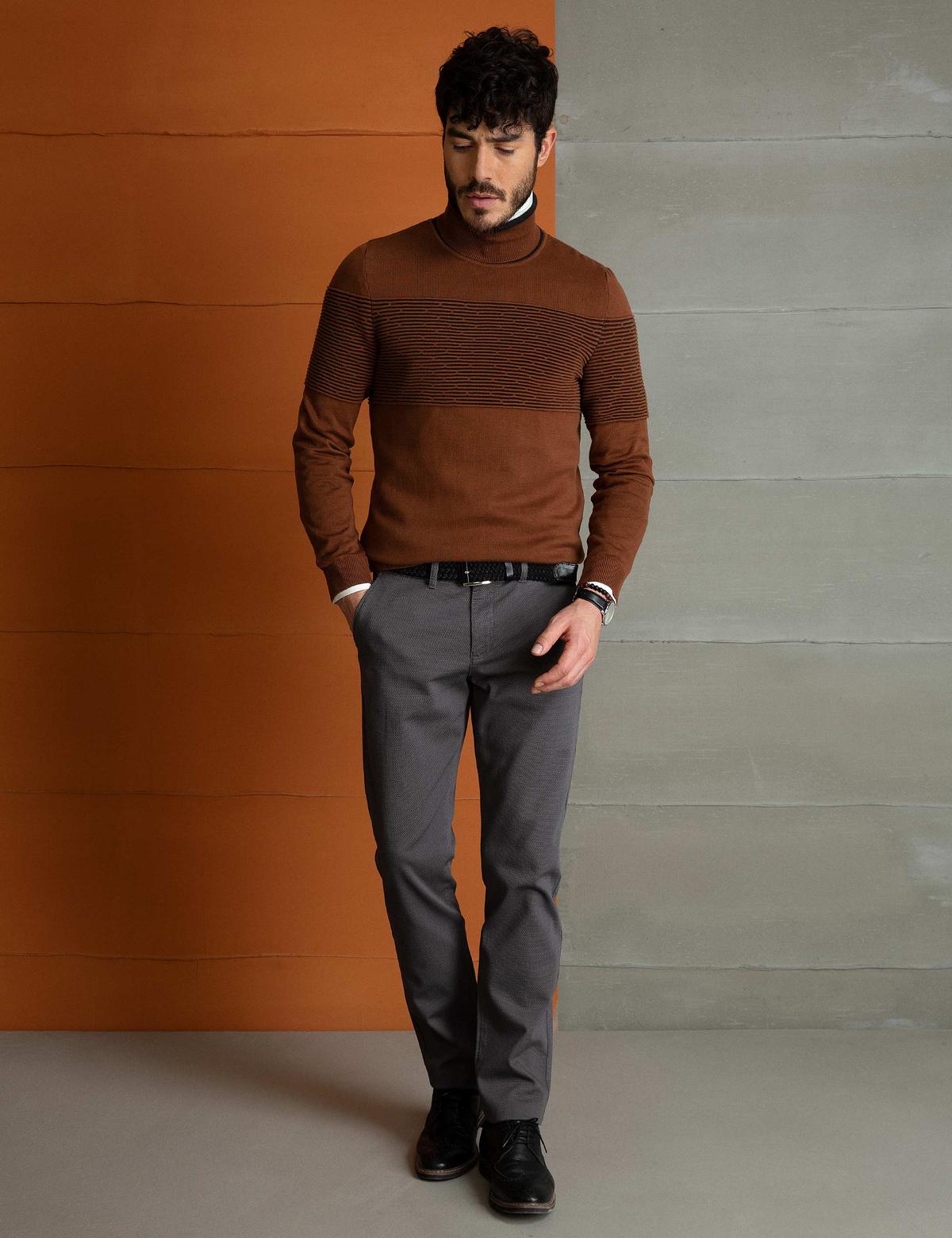 Koyu Gri Slim Fit Chino Pantolon
