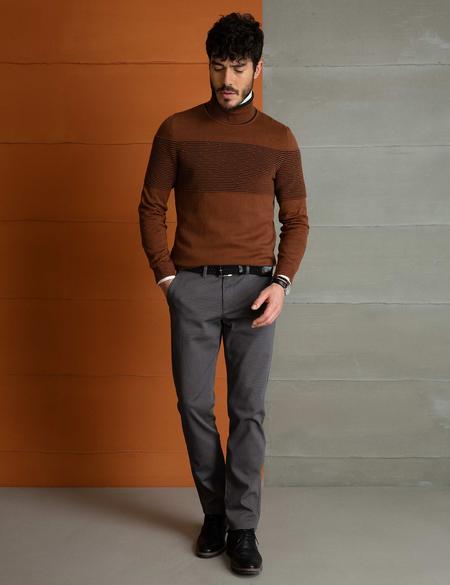 Koyu Gri Slim Fit Chino Pantolon