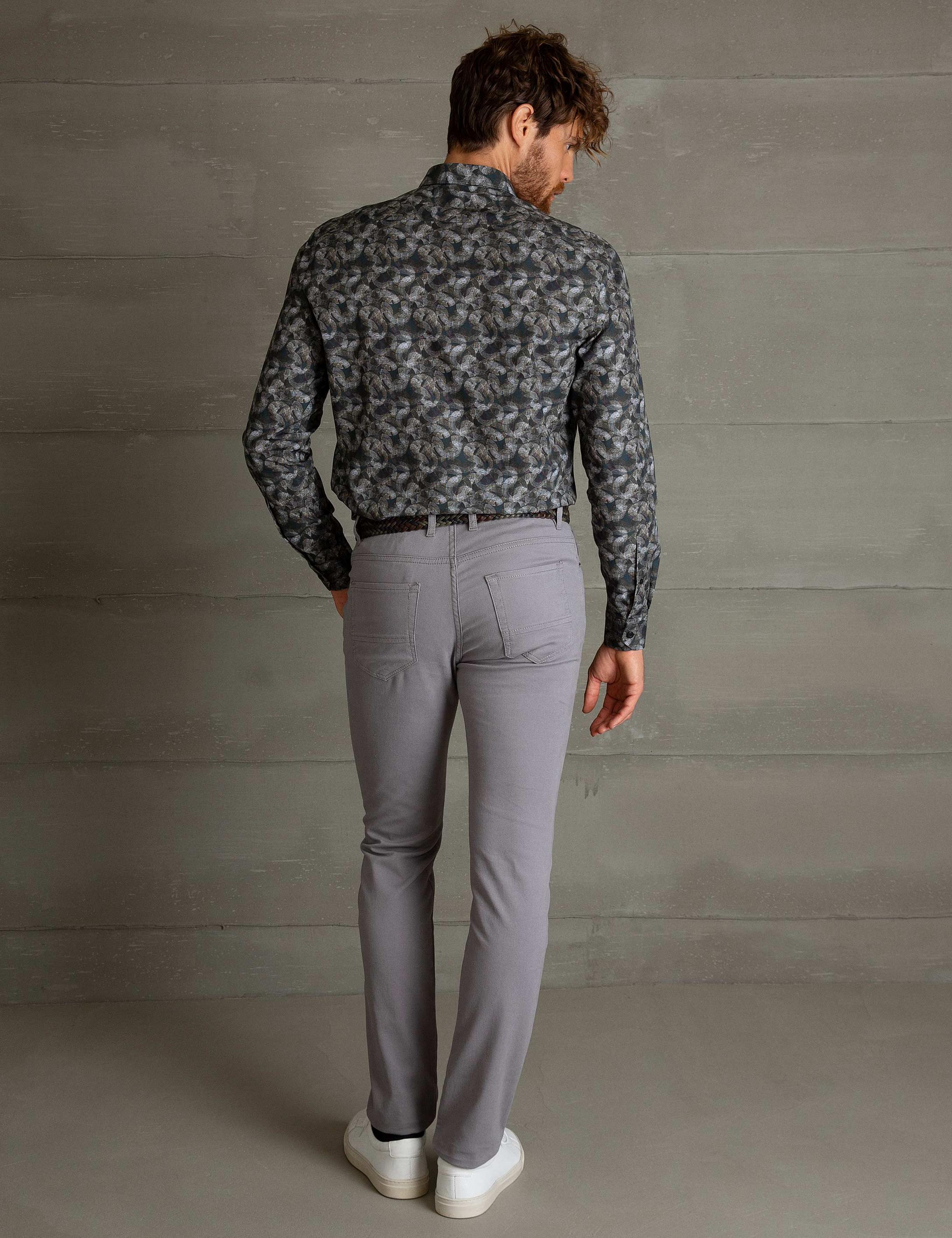 Gri Slim Fit Kanvas Pantolon