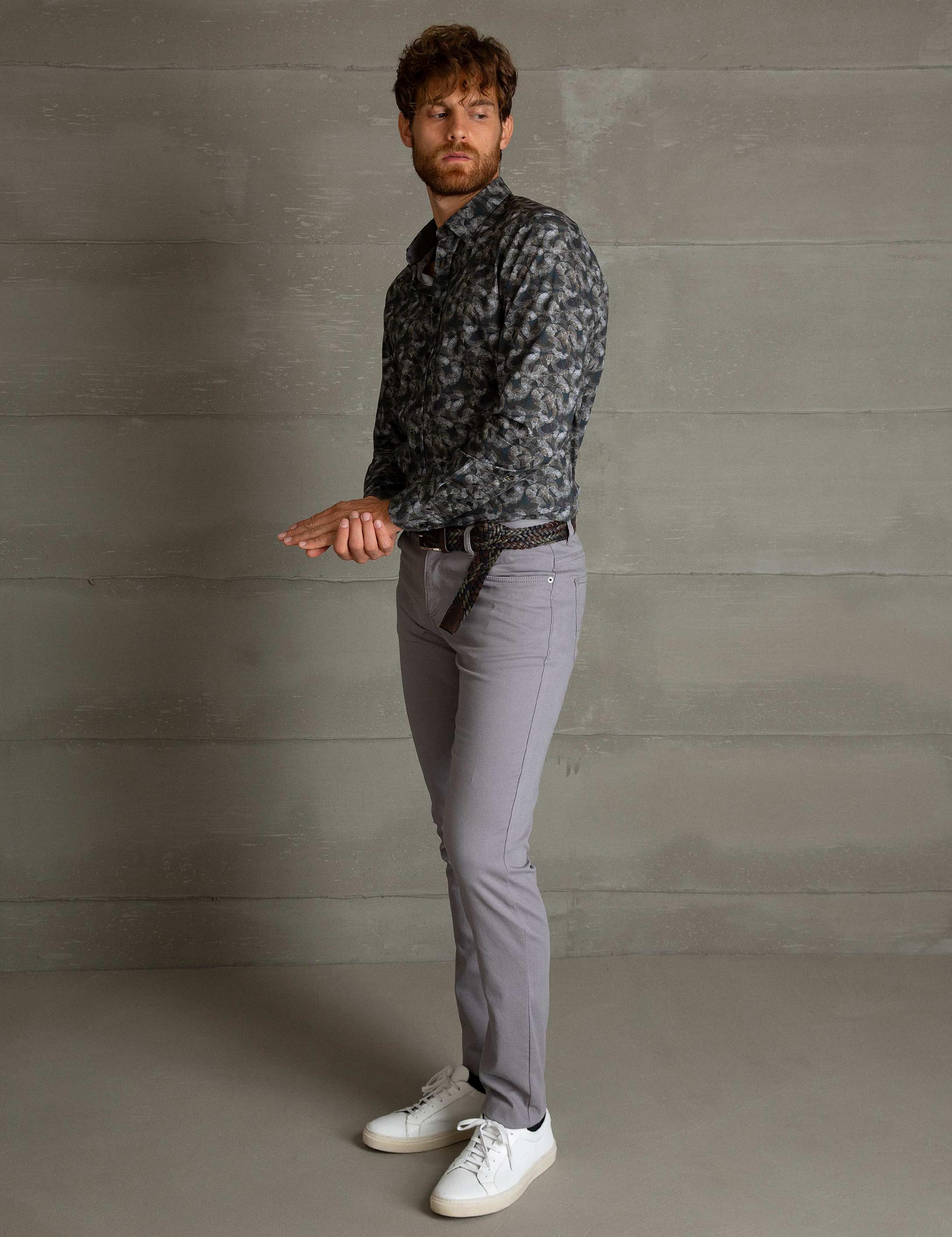Gri Slim Fit Kanvas Pantolon