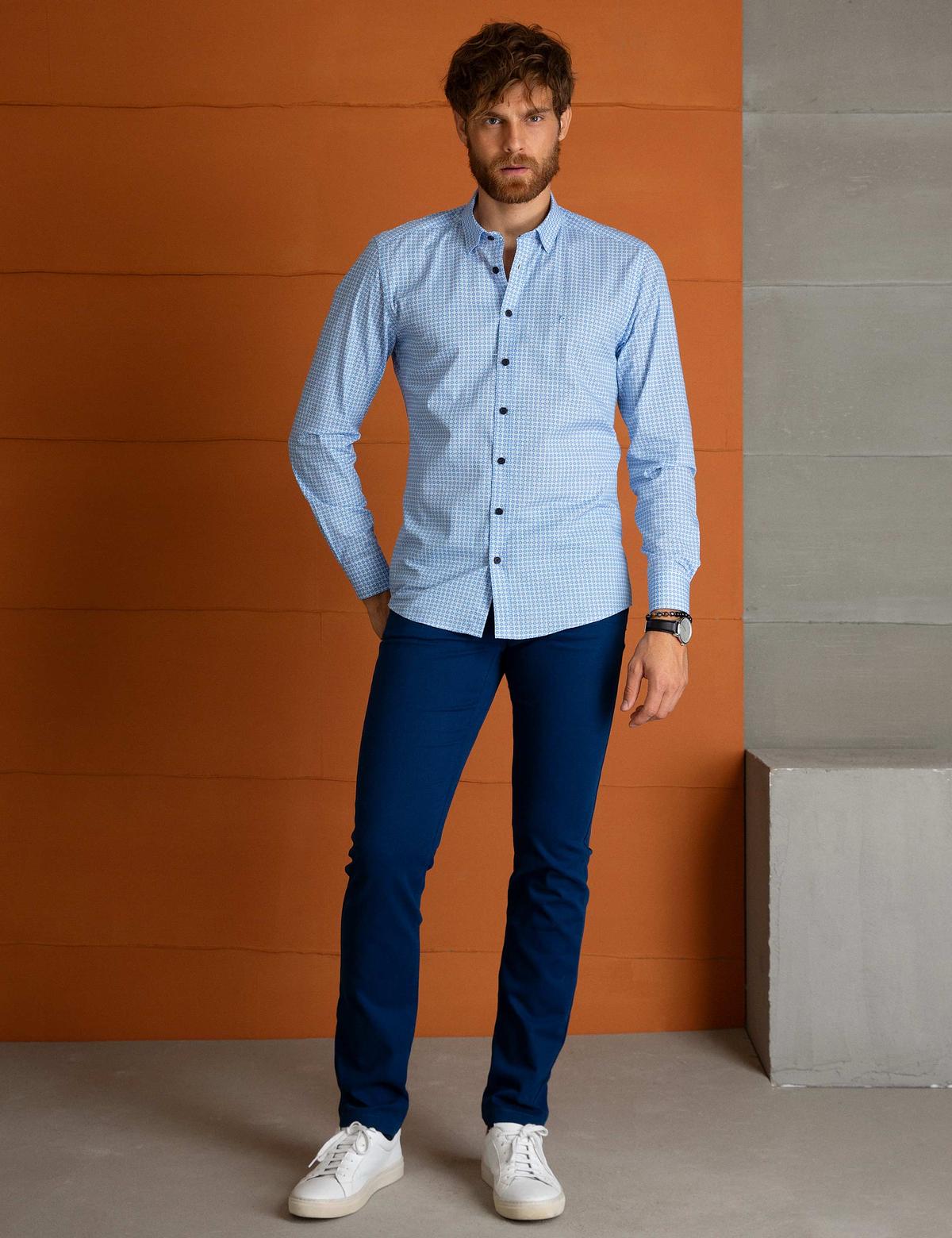 İndigo Slim Fit Kanvas Pantolon