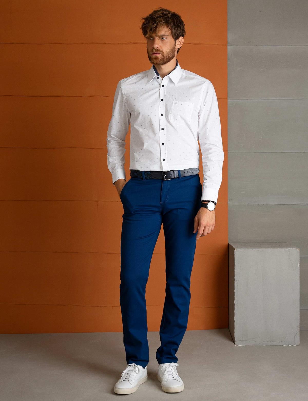 İndigo Slim Fit Kanvas Pantolon
