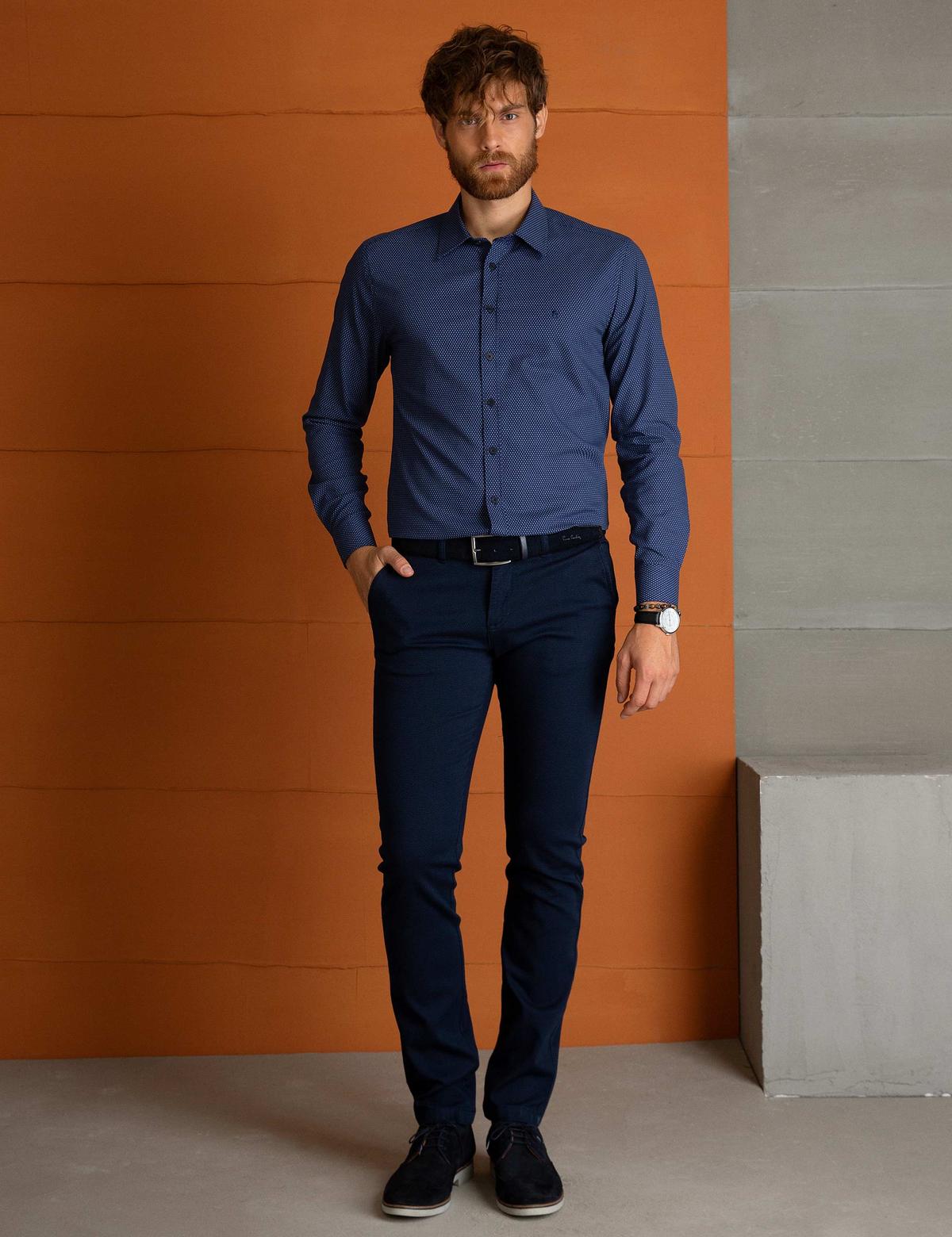 Lacivert Slim Fit Chino Pantolon