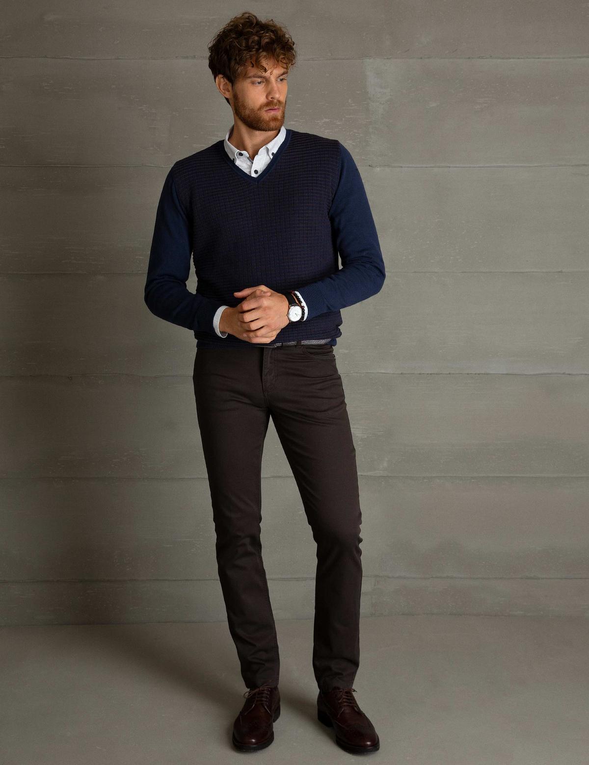 Kahverengi Slim Fit Chino Pantolon
