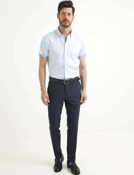 Açık Mavi Slim Fit Kısa Kollu Gömlek