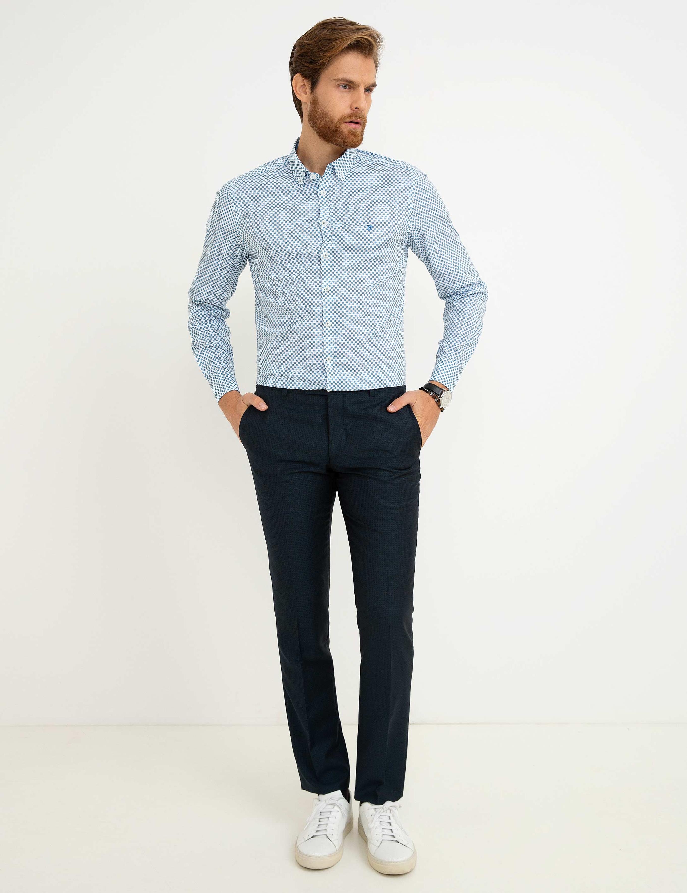 Mavi Slim Fit Uzun Kollu Gömlek
