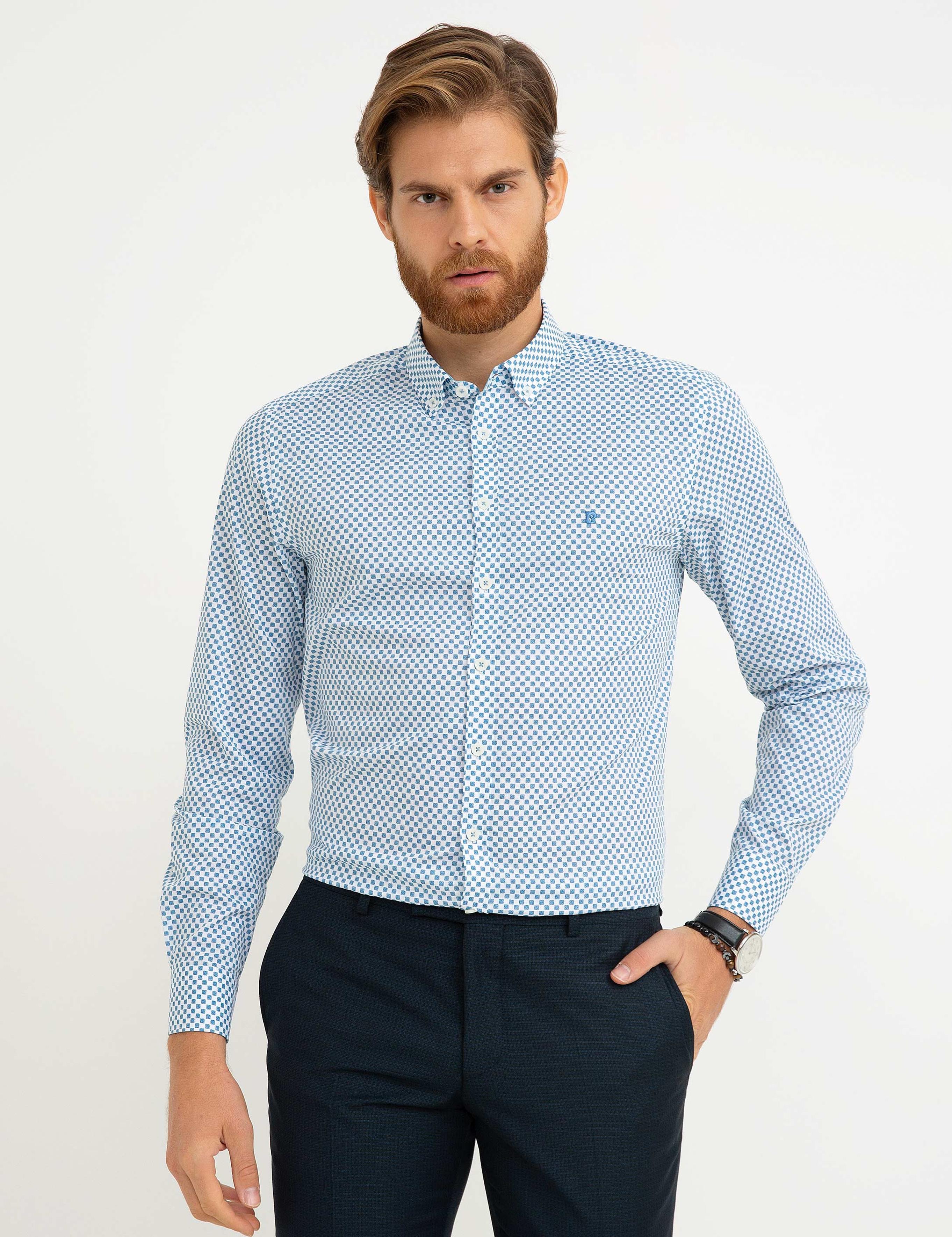 Mavi Slim Fit Uzun Kollu Gömlek