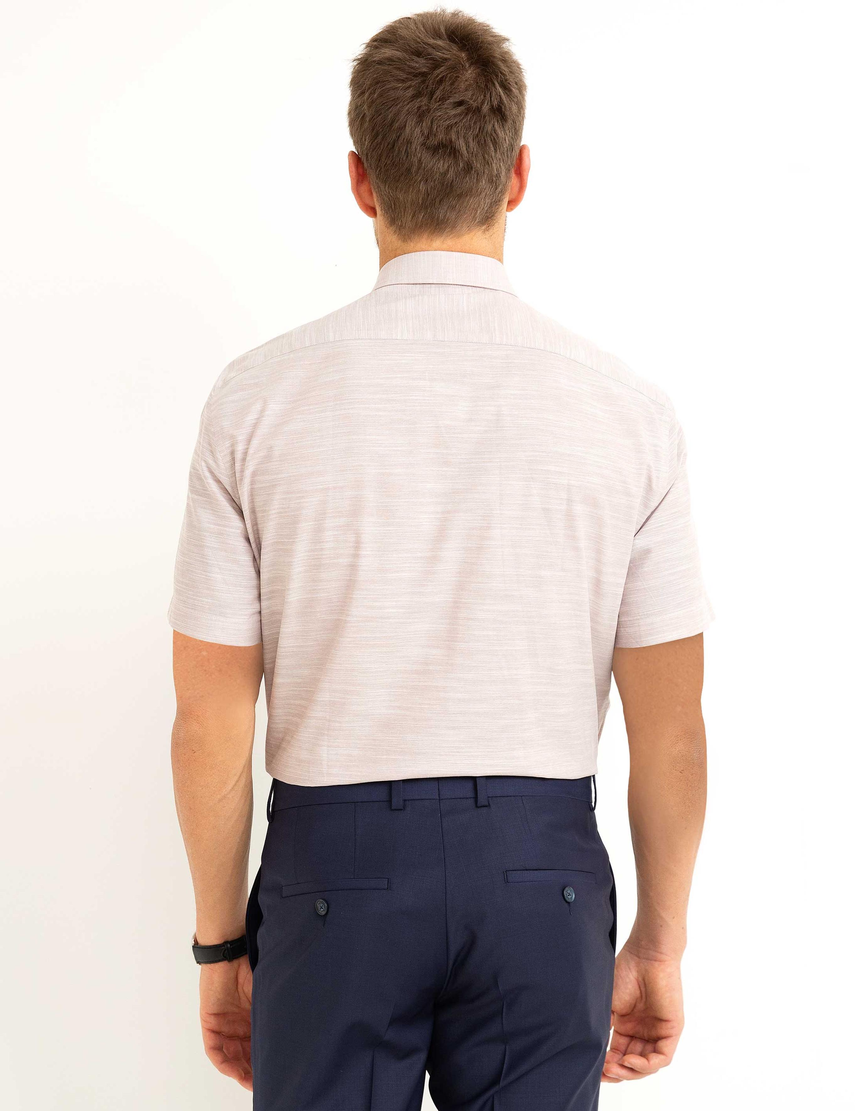 Bej Regular Fit Kısa Kollu Gömlek