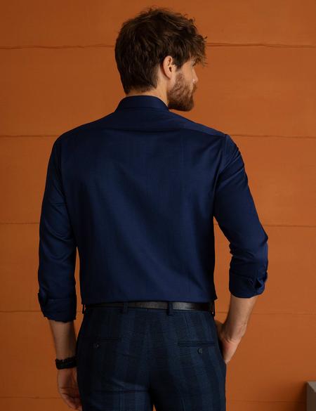 Lacivert Regular Fit Basic Gömlek