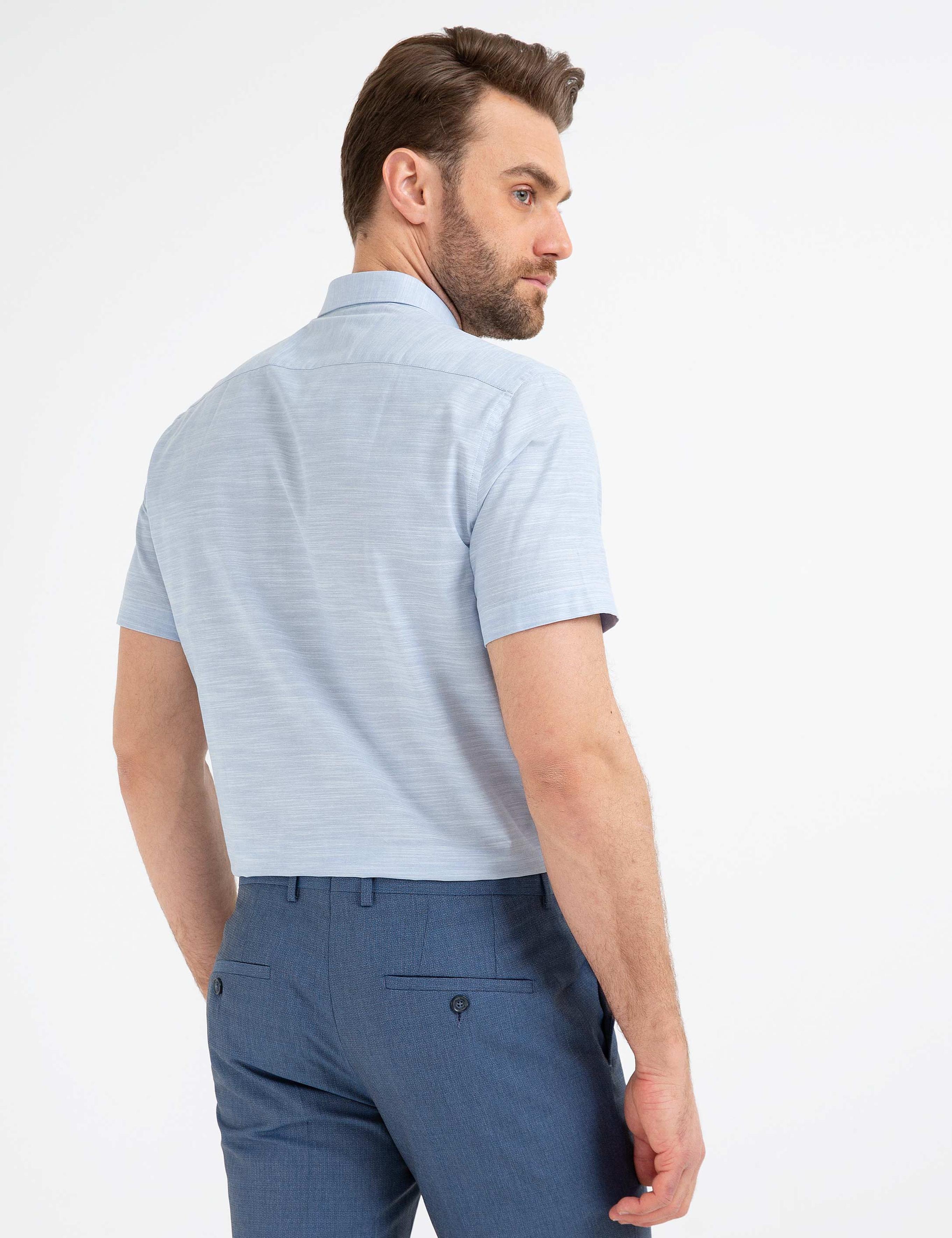 Açık Mavi Regular Fit Kısa Kol Gömlek