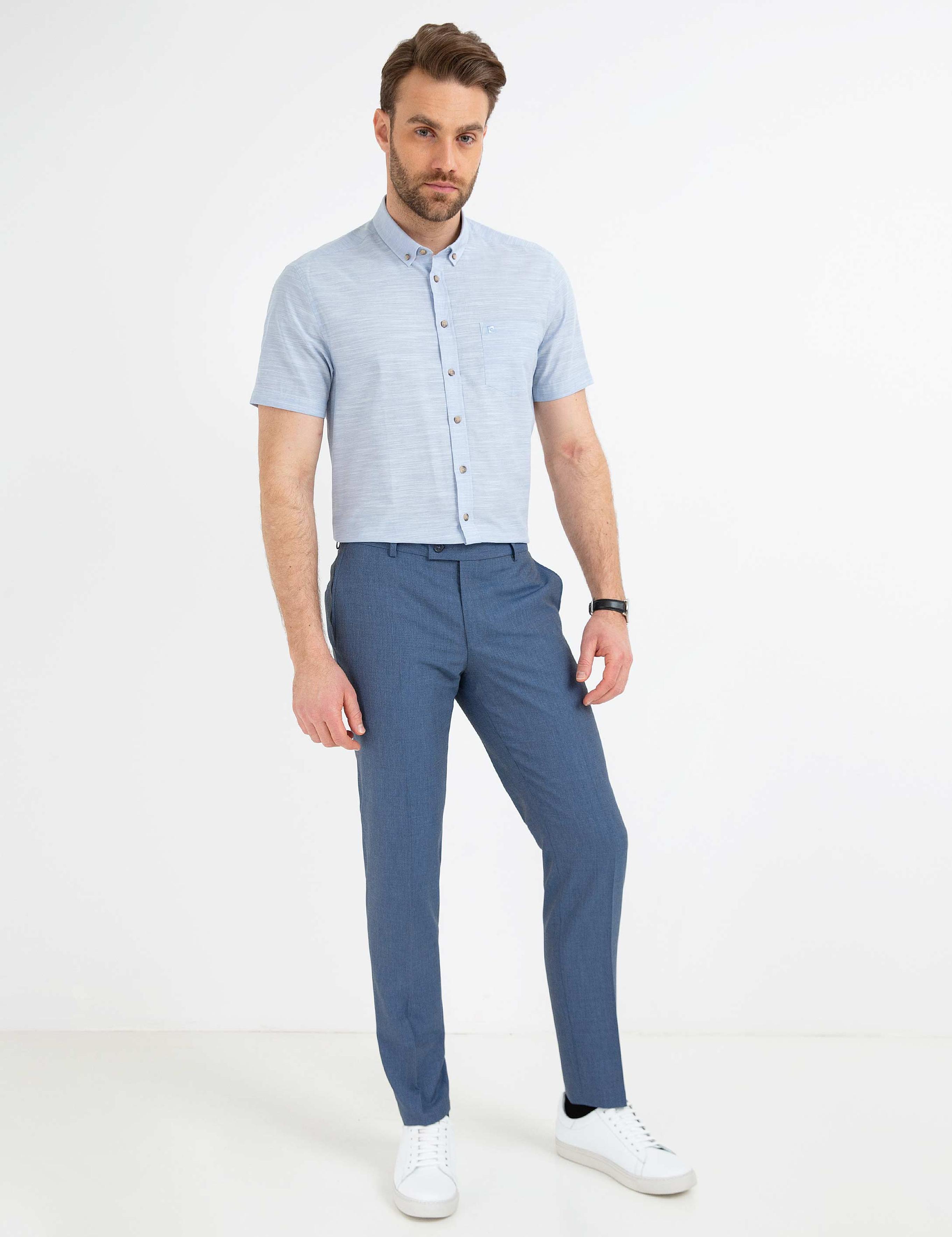 Açık Mavi Regular Fit Kısa Kol Gömlek
