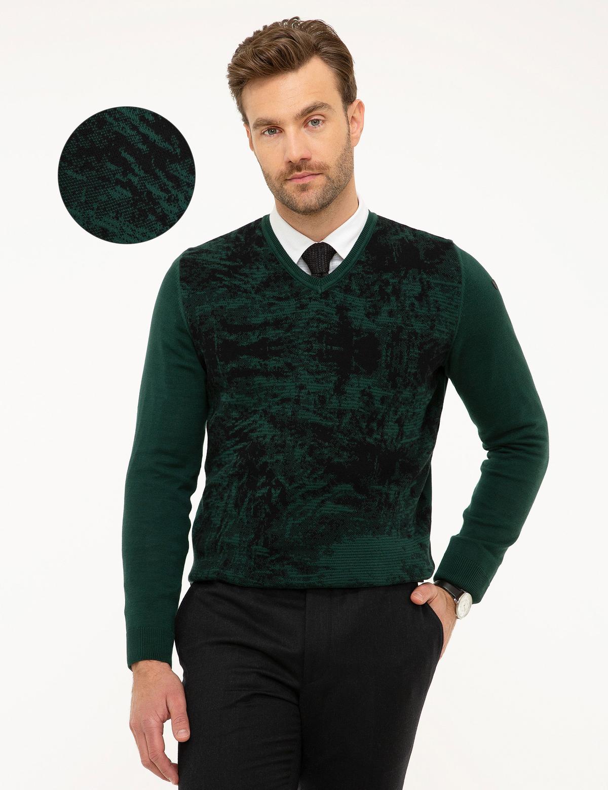 Yeşil Slim Fit Triko Kazak