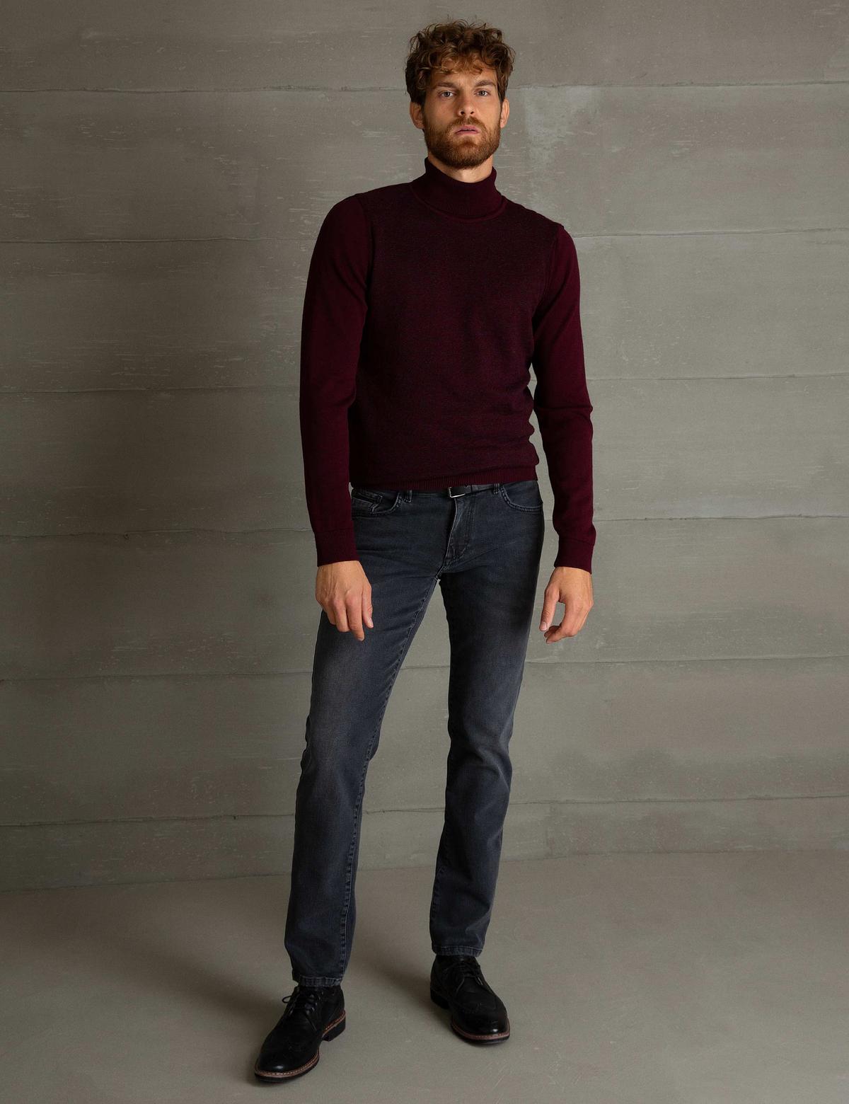 Bordo Slim Fit Triko Kazak