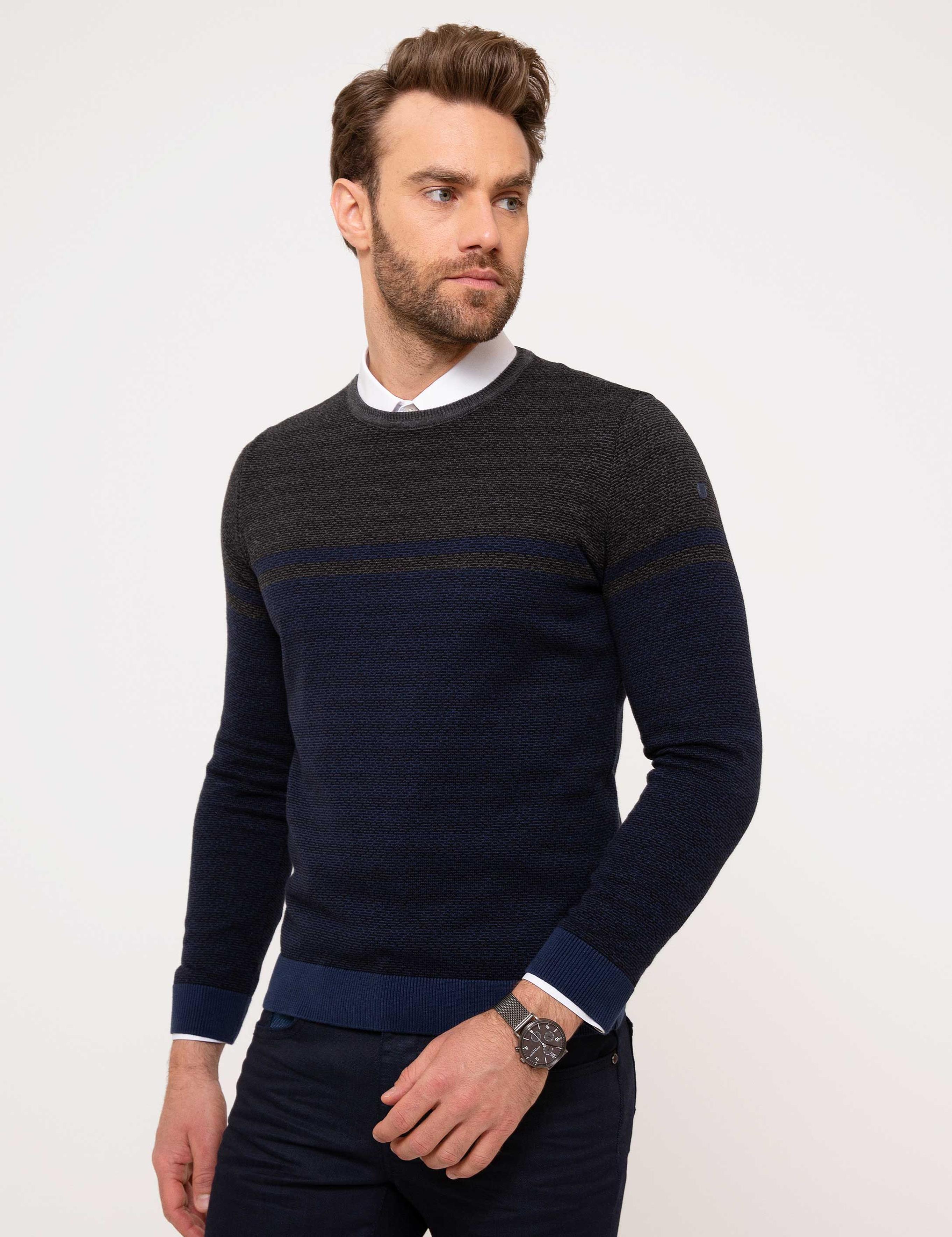 Lacivert Slim Fit Kazak