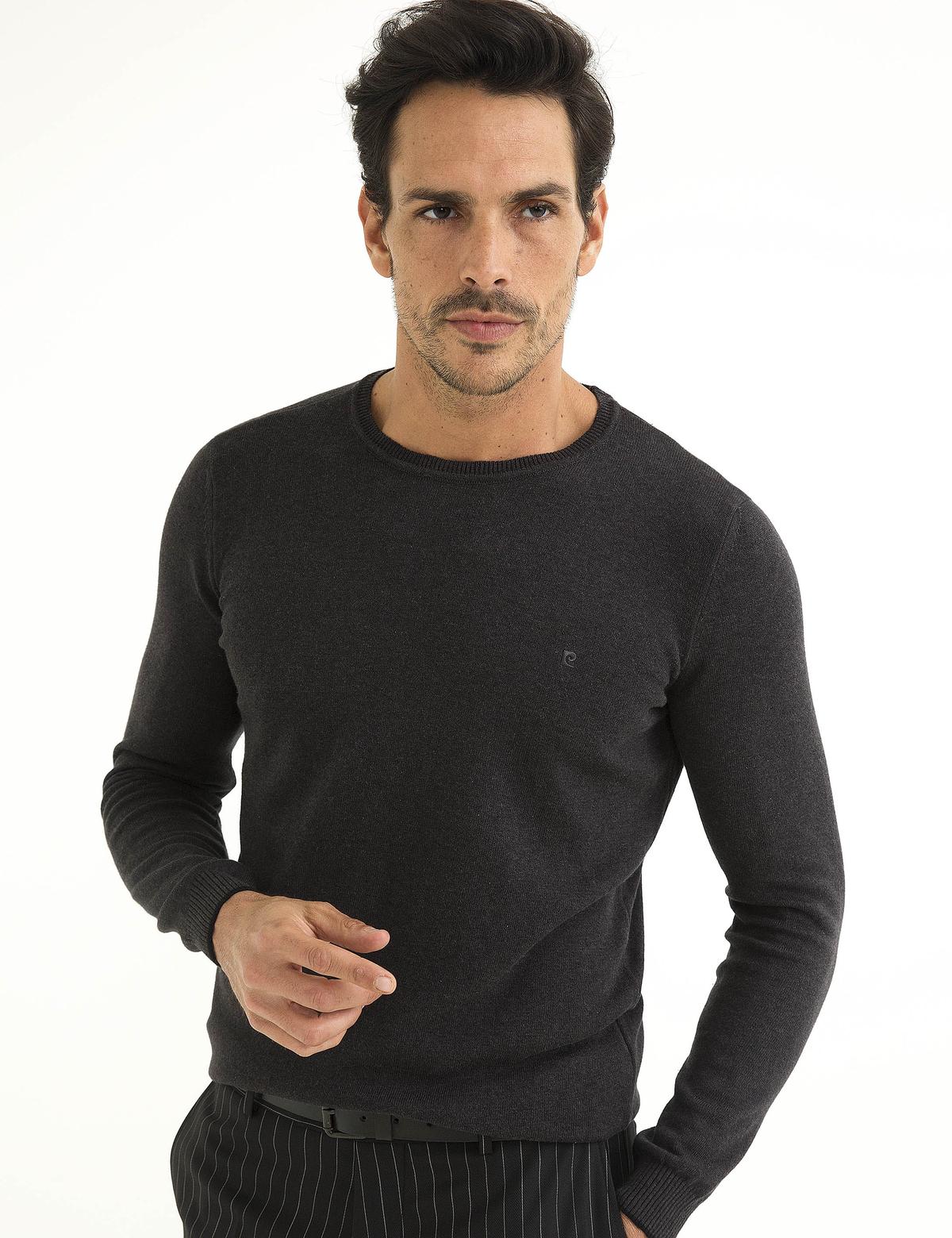 Antrasit Melanj Slim Fit Basic Kazak
