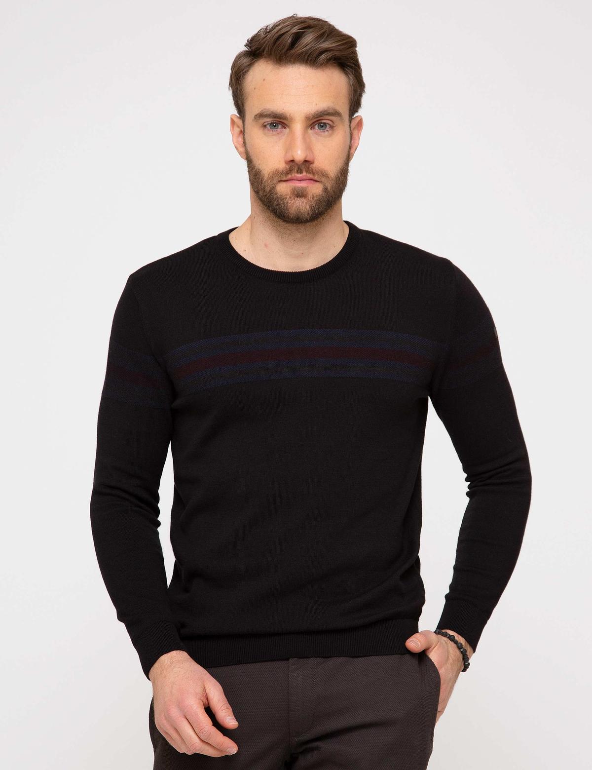 Siyah Slim Fit Triko Kazak