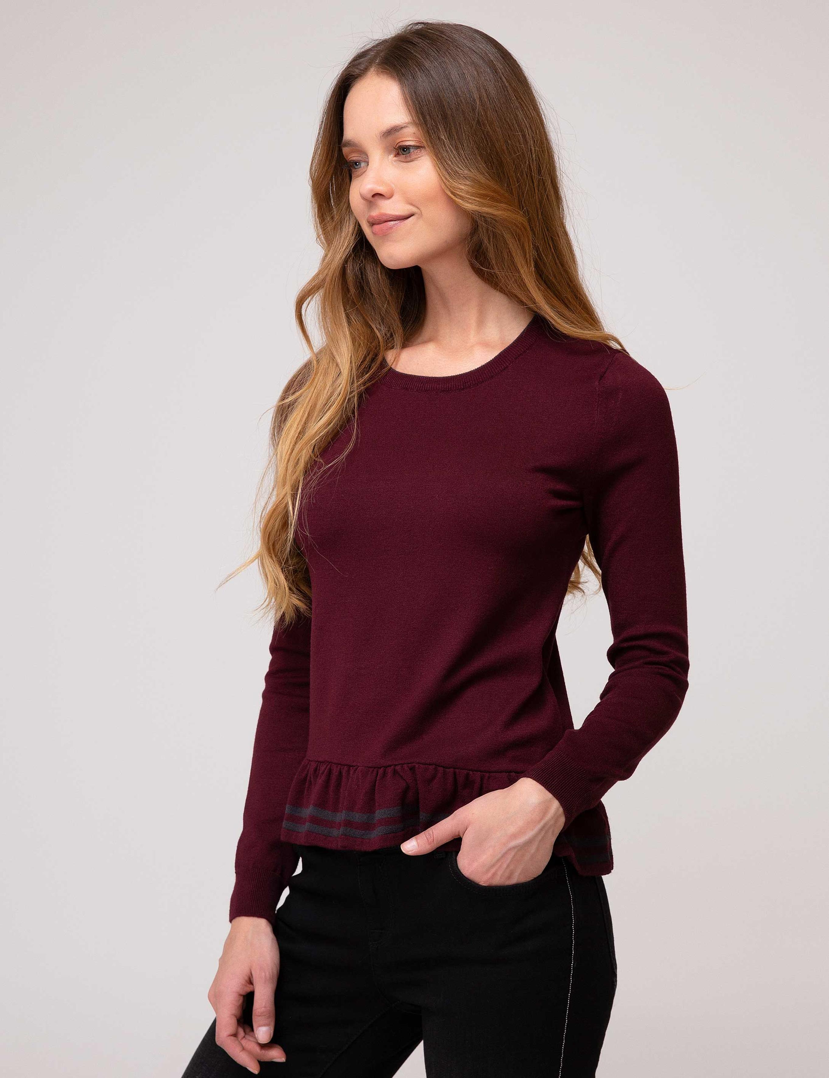 Bordo Slim Fit Kazak