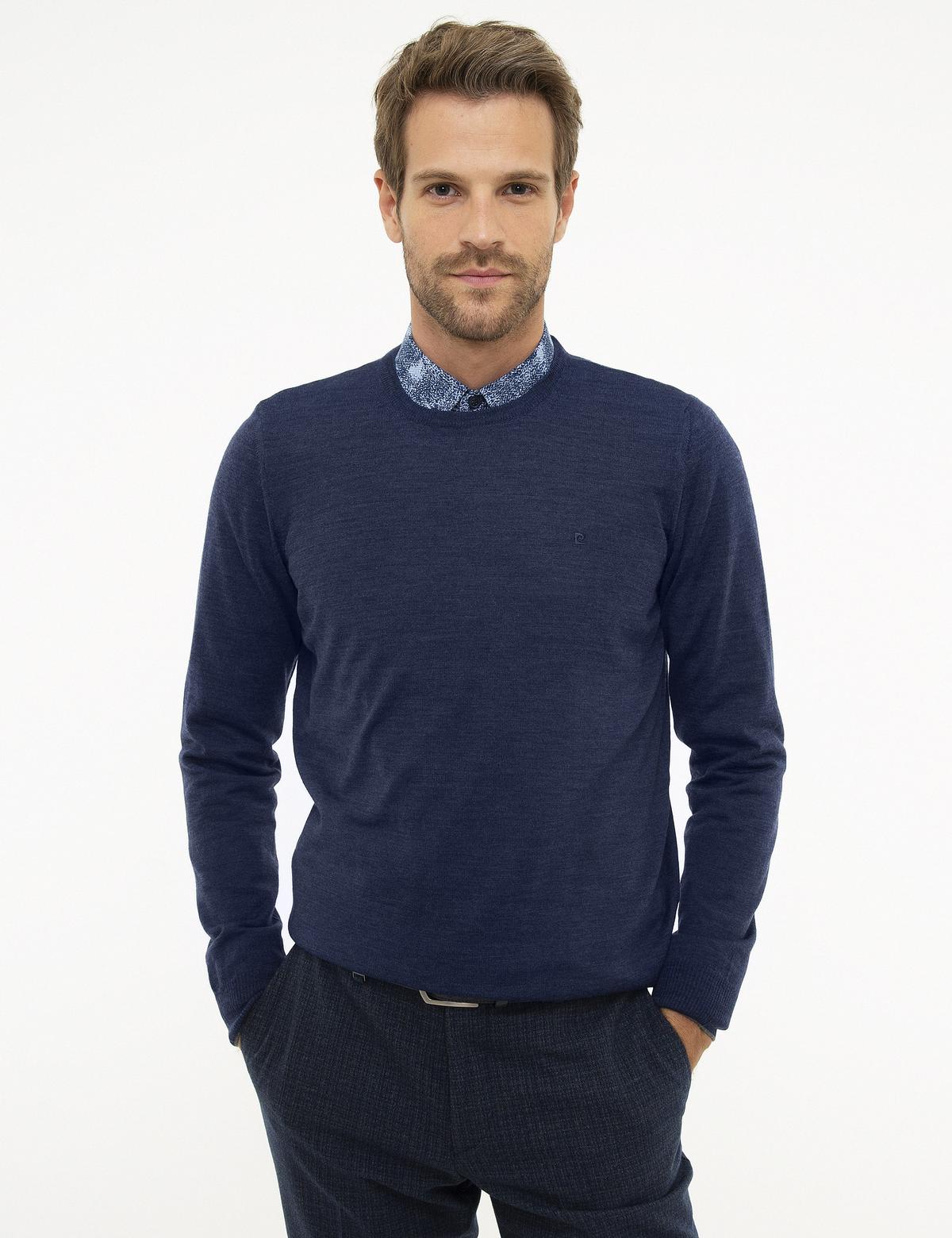 İndigo Slim Fit Basic Kazak