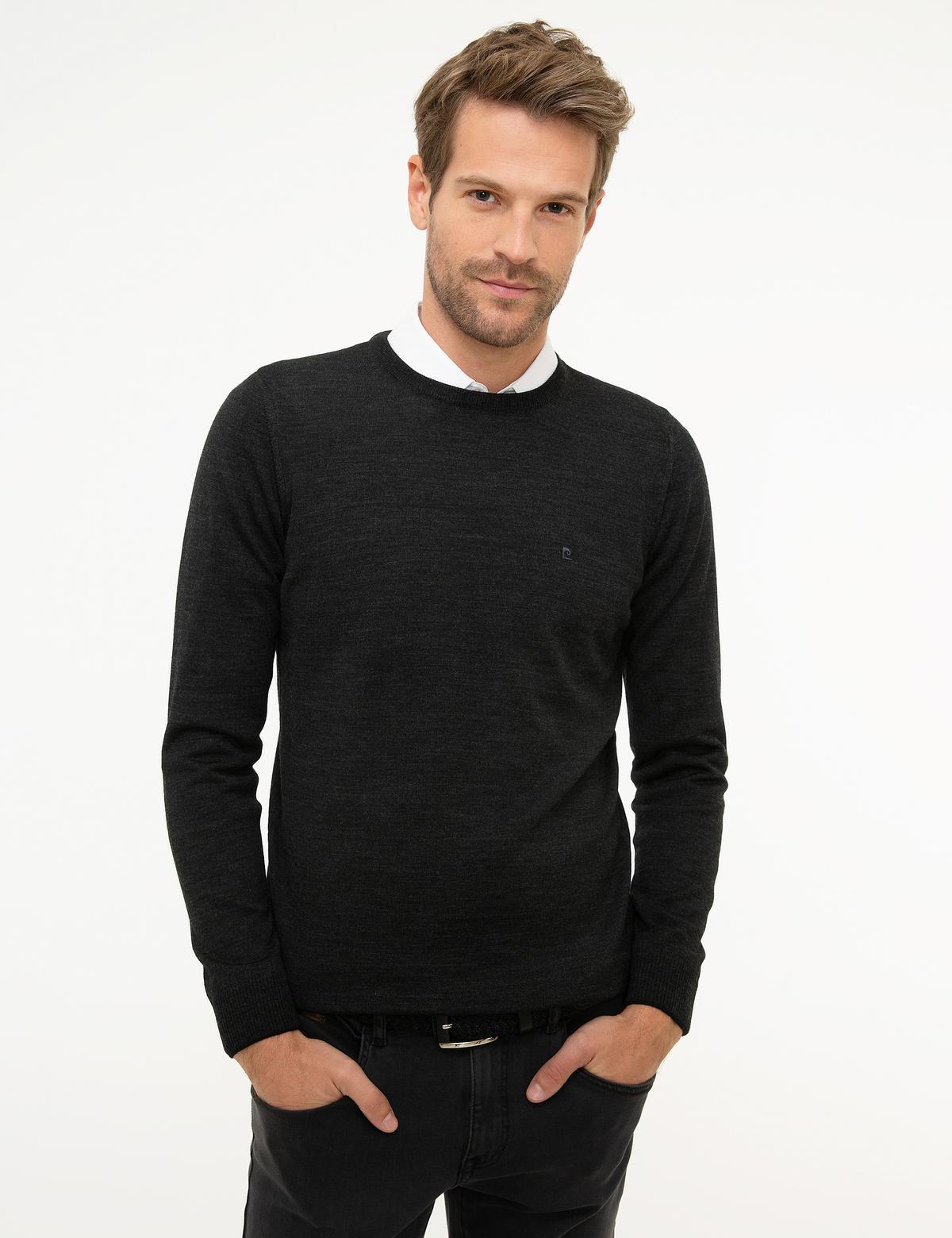Antrasit Melanj Slim Fit Basic Kazak