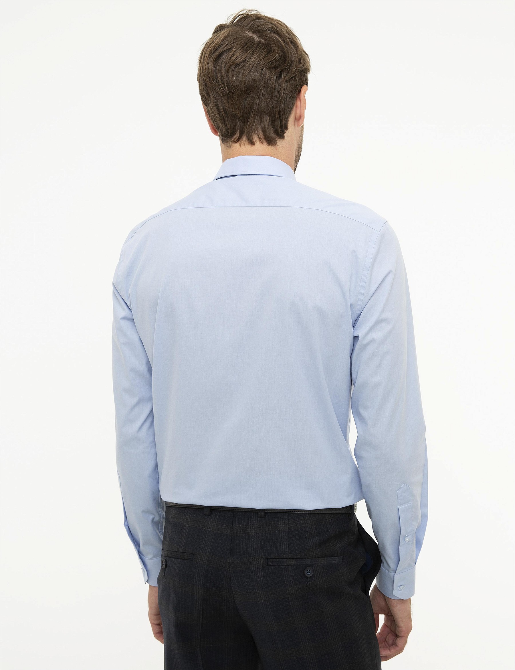 Açık Mavi Regular Fit Uzun Kollu Basic Gömlek