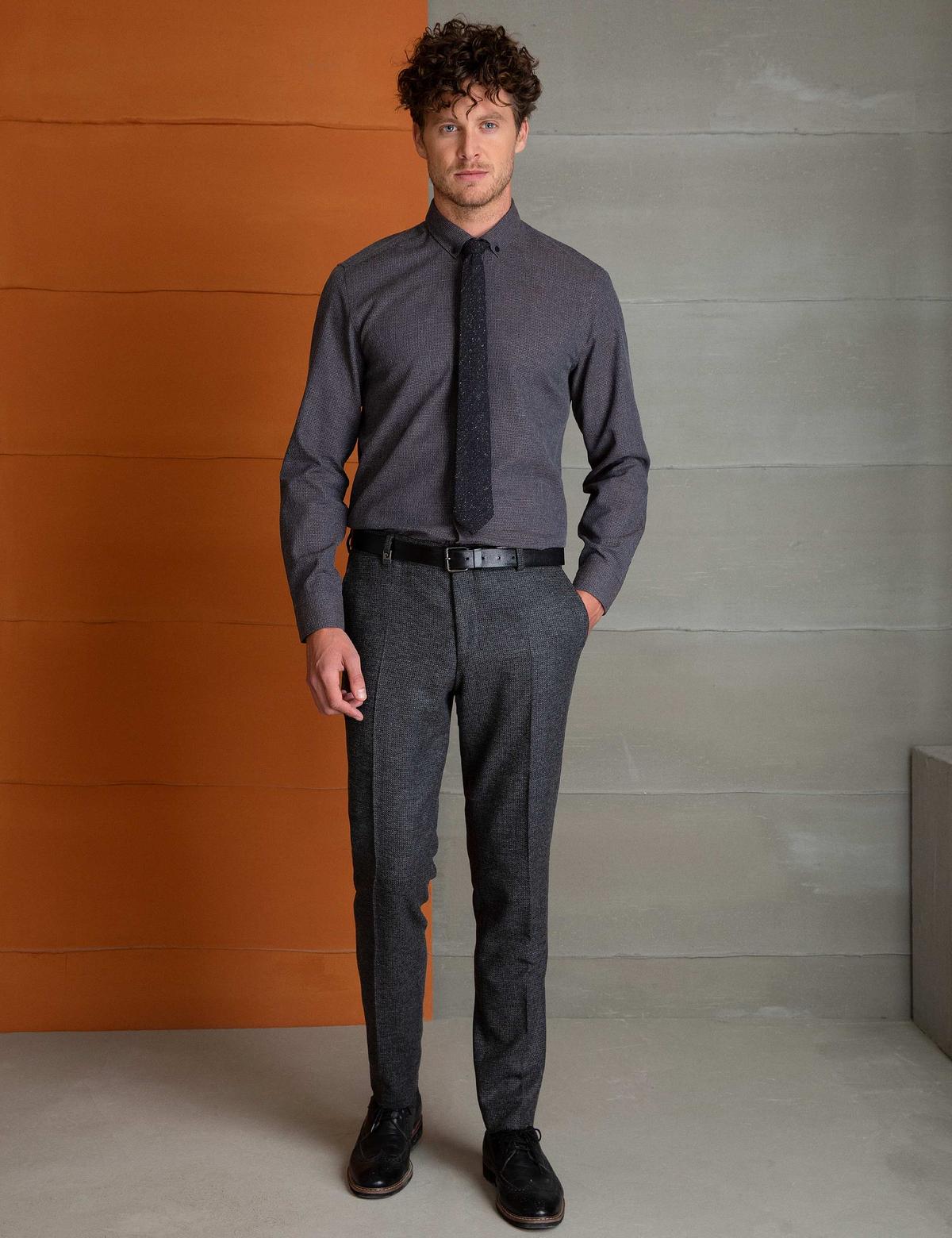 Koyu Kahverengi Slim Fit Gömlek