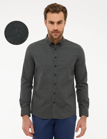 Yeşil Slim Fit Uzun Kollu Gömlek