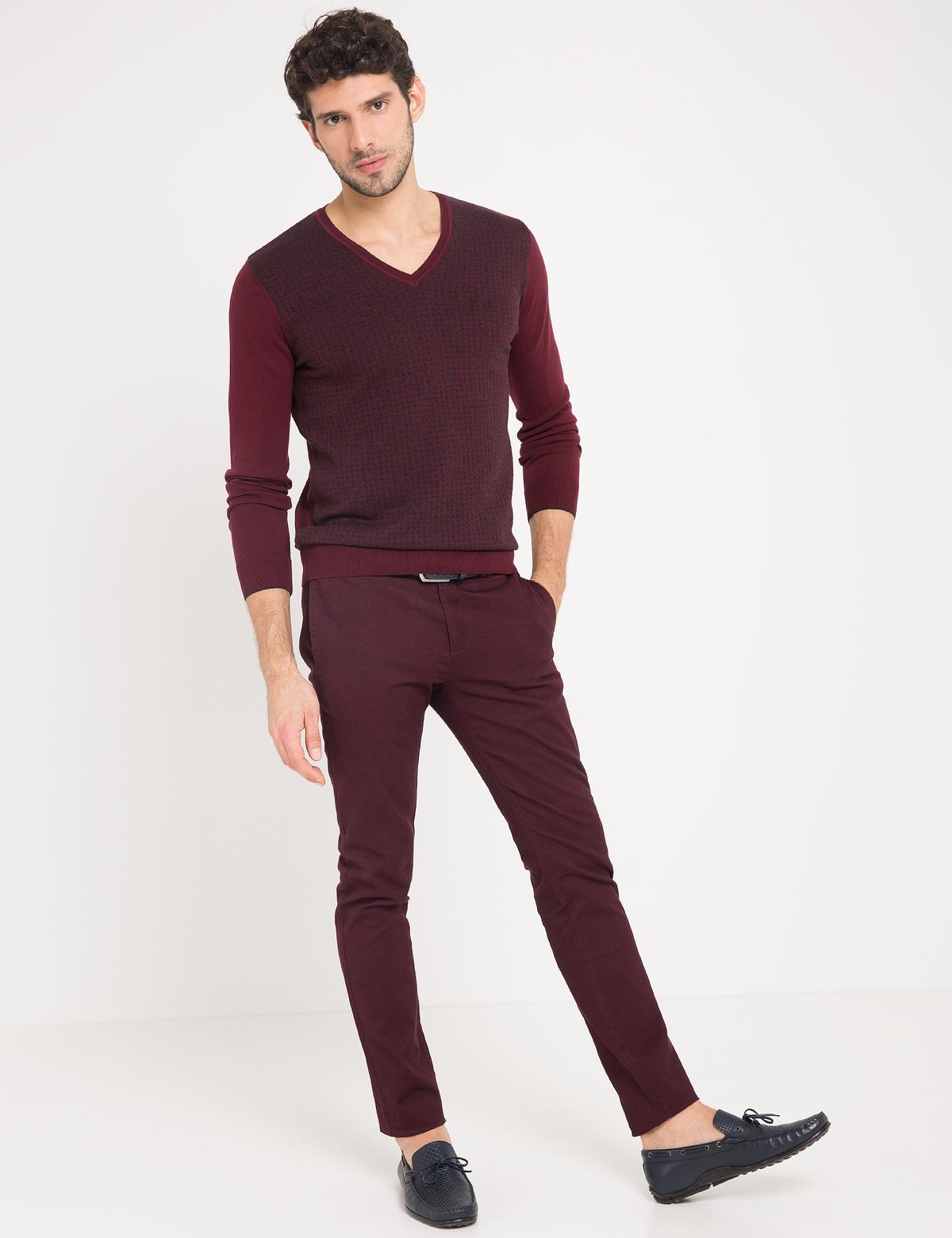 Bordo Slim Fit Triko Kazak
