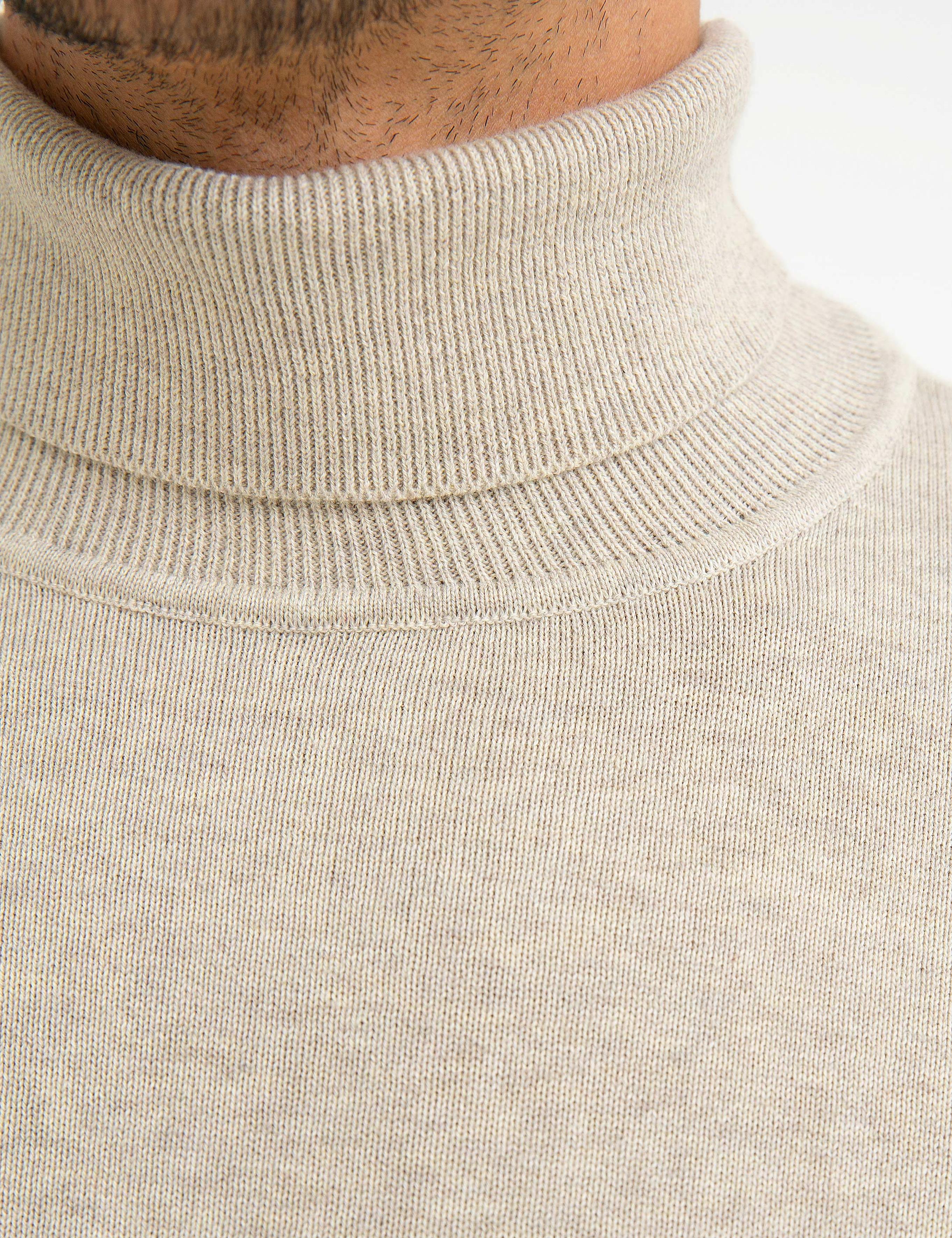 Bej Slim Fit Basic Triko Kazak