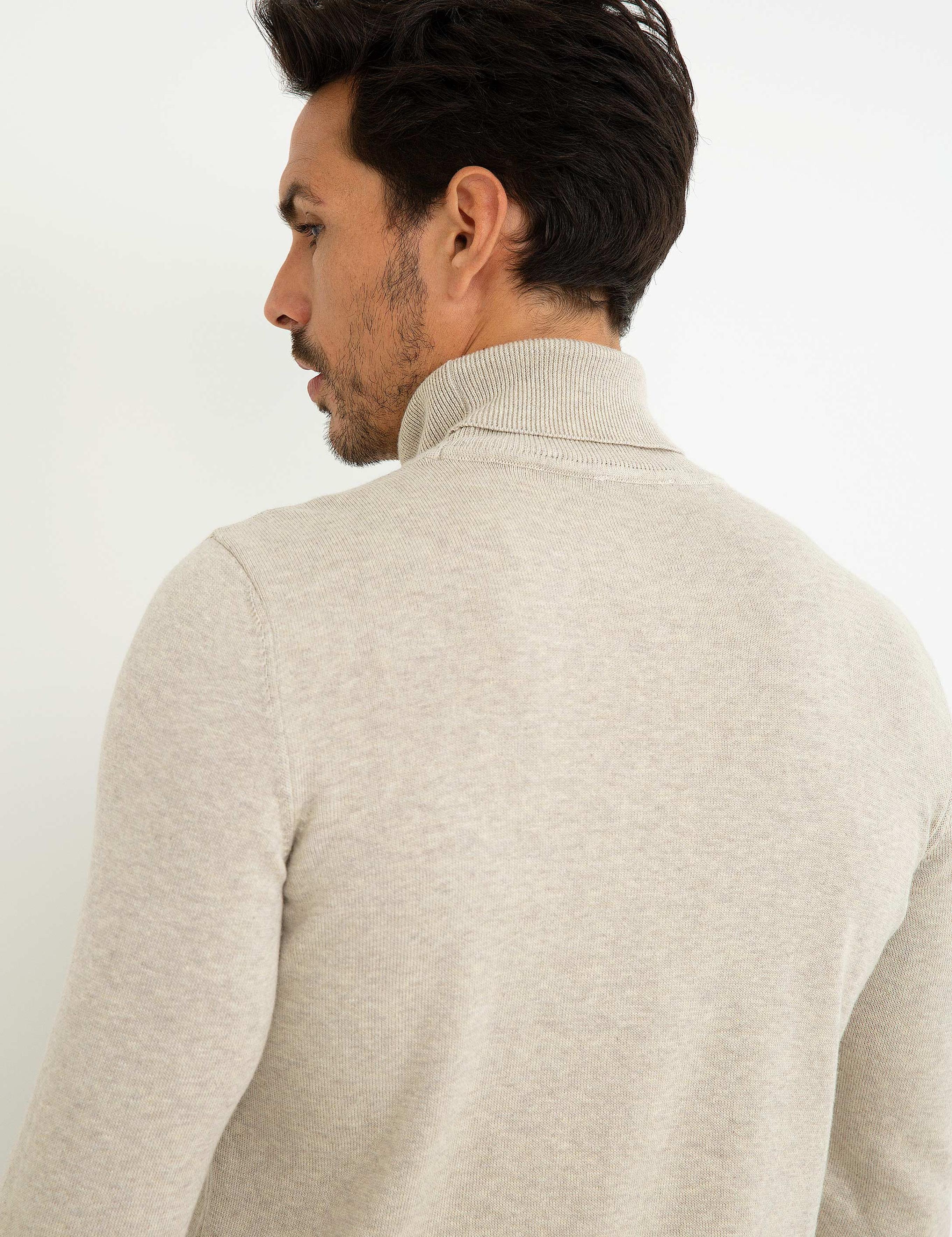 Bej Slim Fit Basic Triko Kazak