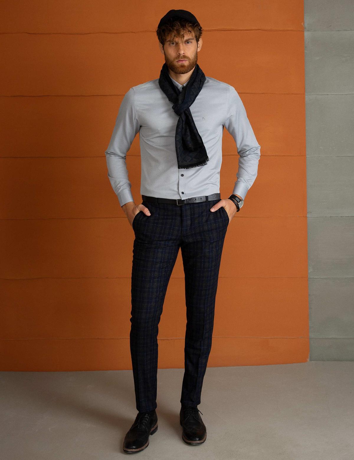 Açık Gri Slim Fit Gömlek