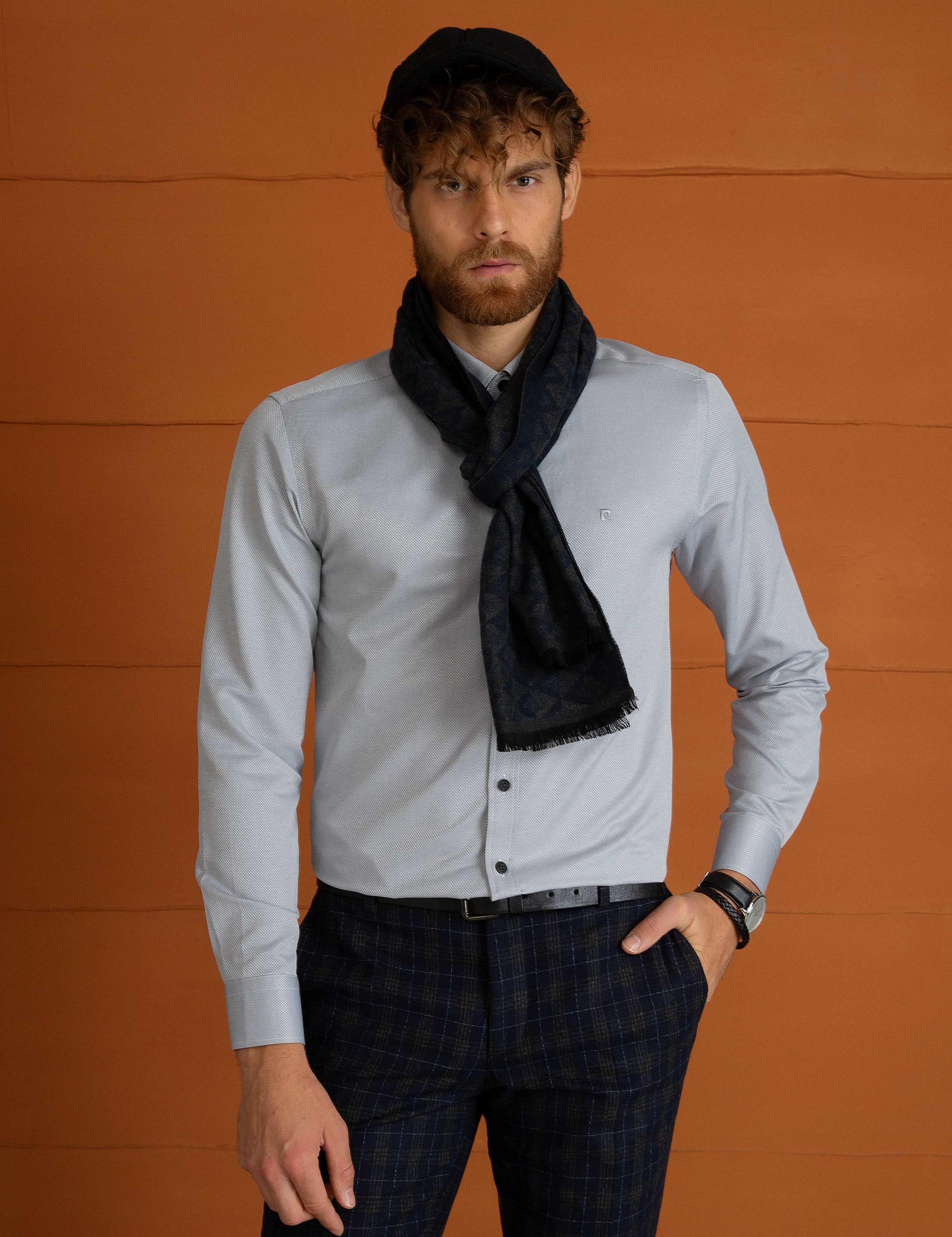 Açık Gri Slim Fit Gömlek