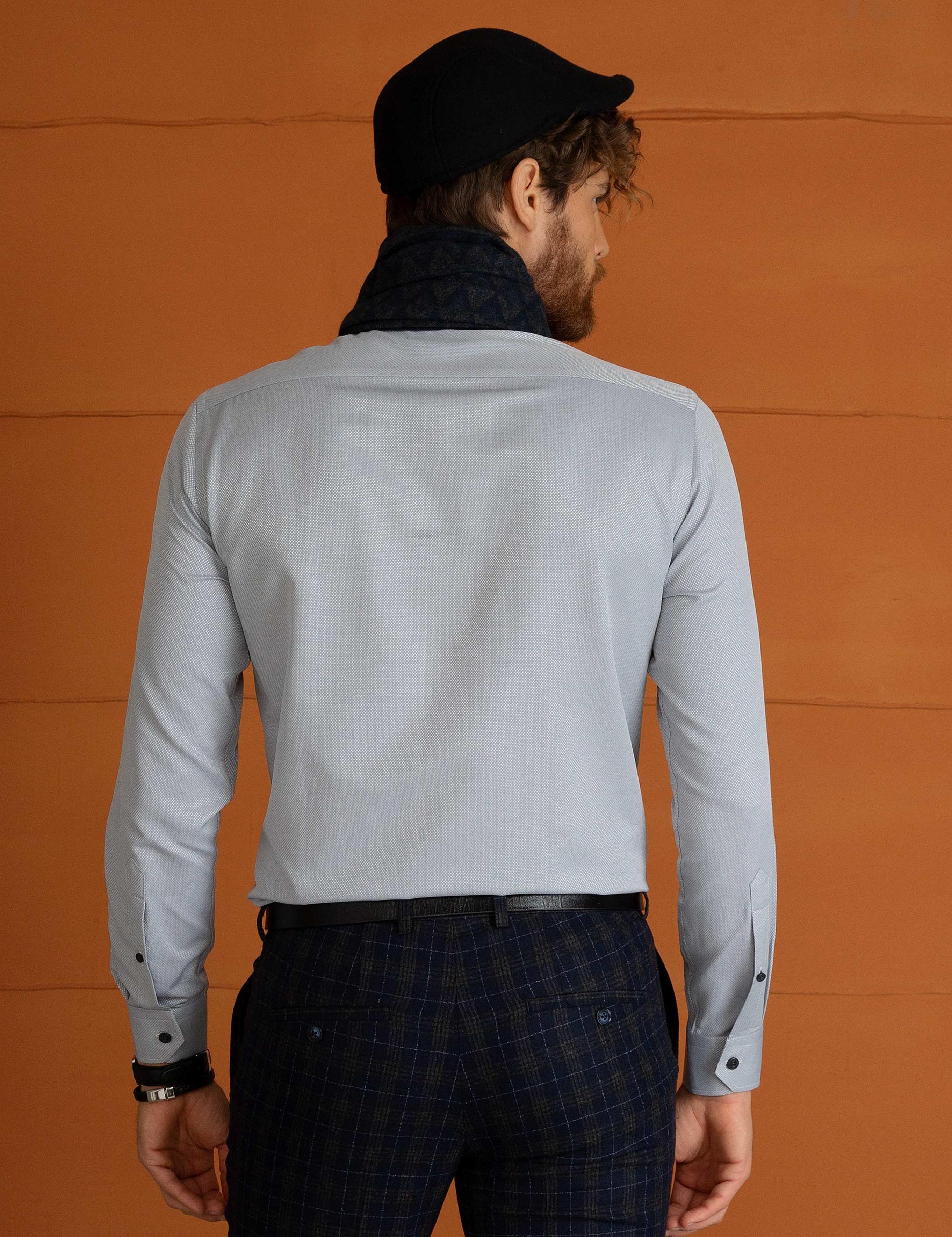 Açık Gri Slim Fit Gömlek