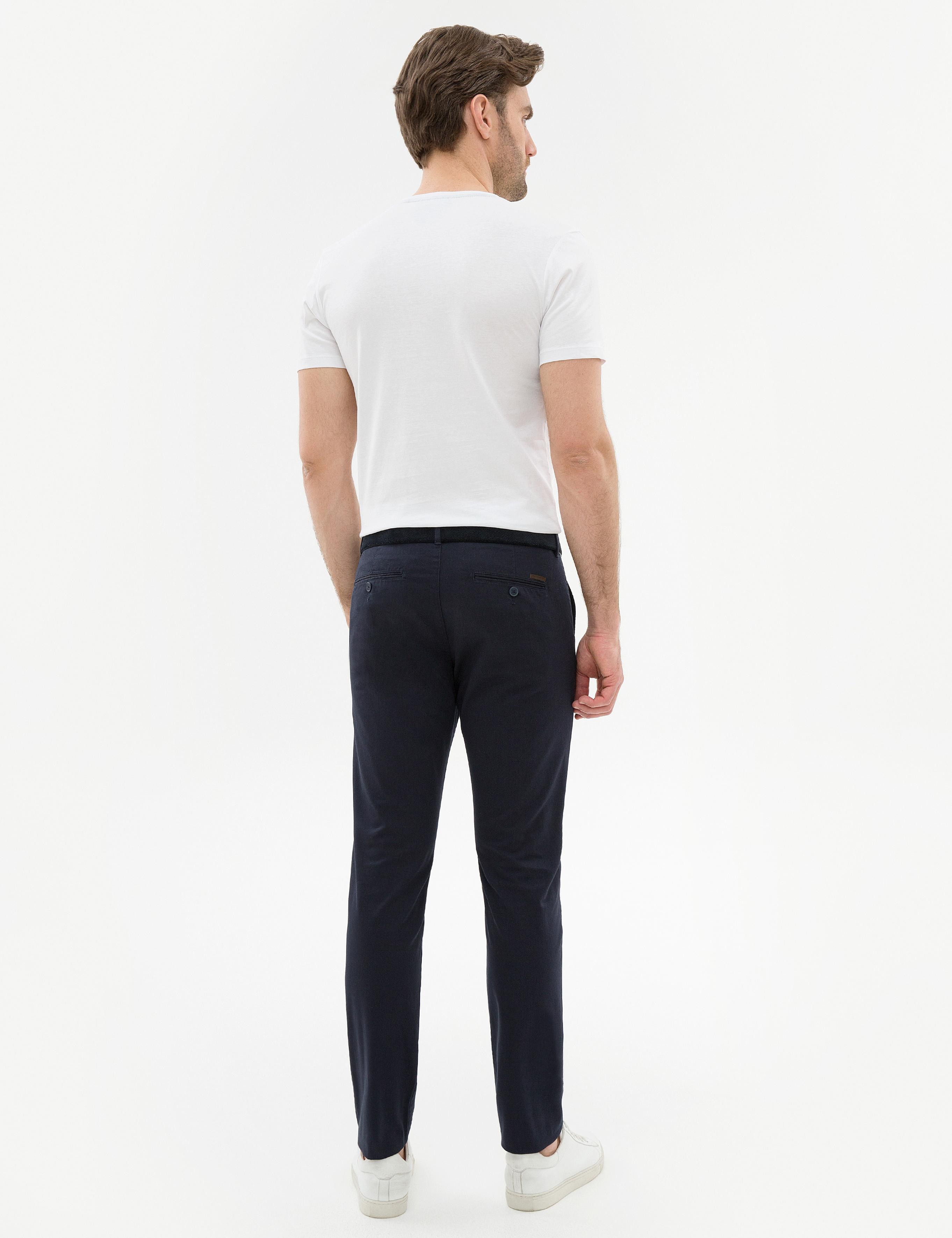 Lacivert Slim Fit Kanvas Pantolon