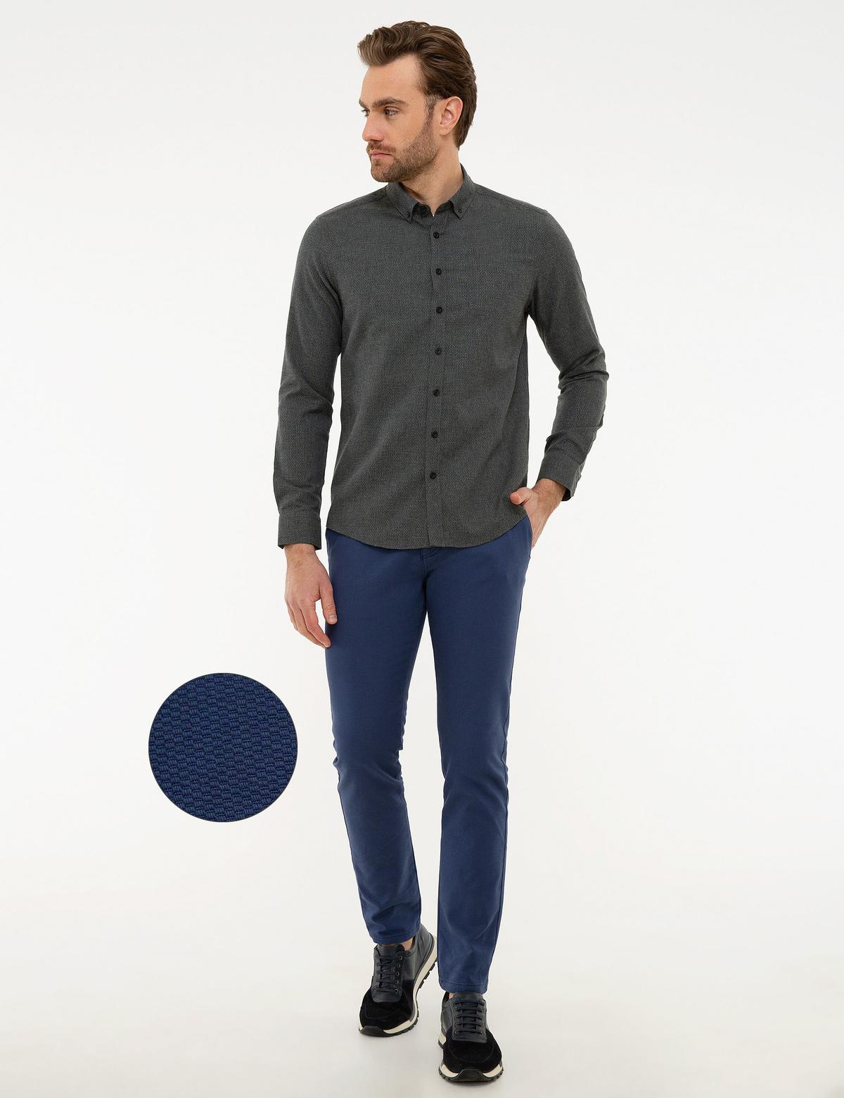 İndigo Slim Fit Kanvas Pantolon