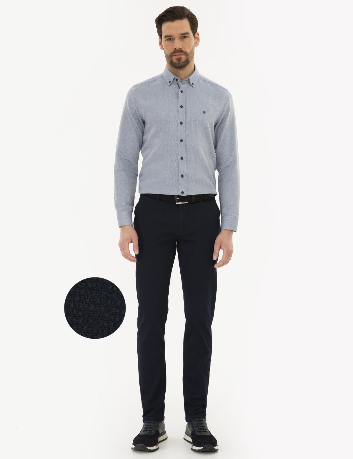 Lacivert Slim Fit Kanvas Pantolon