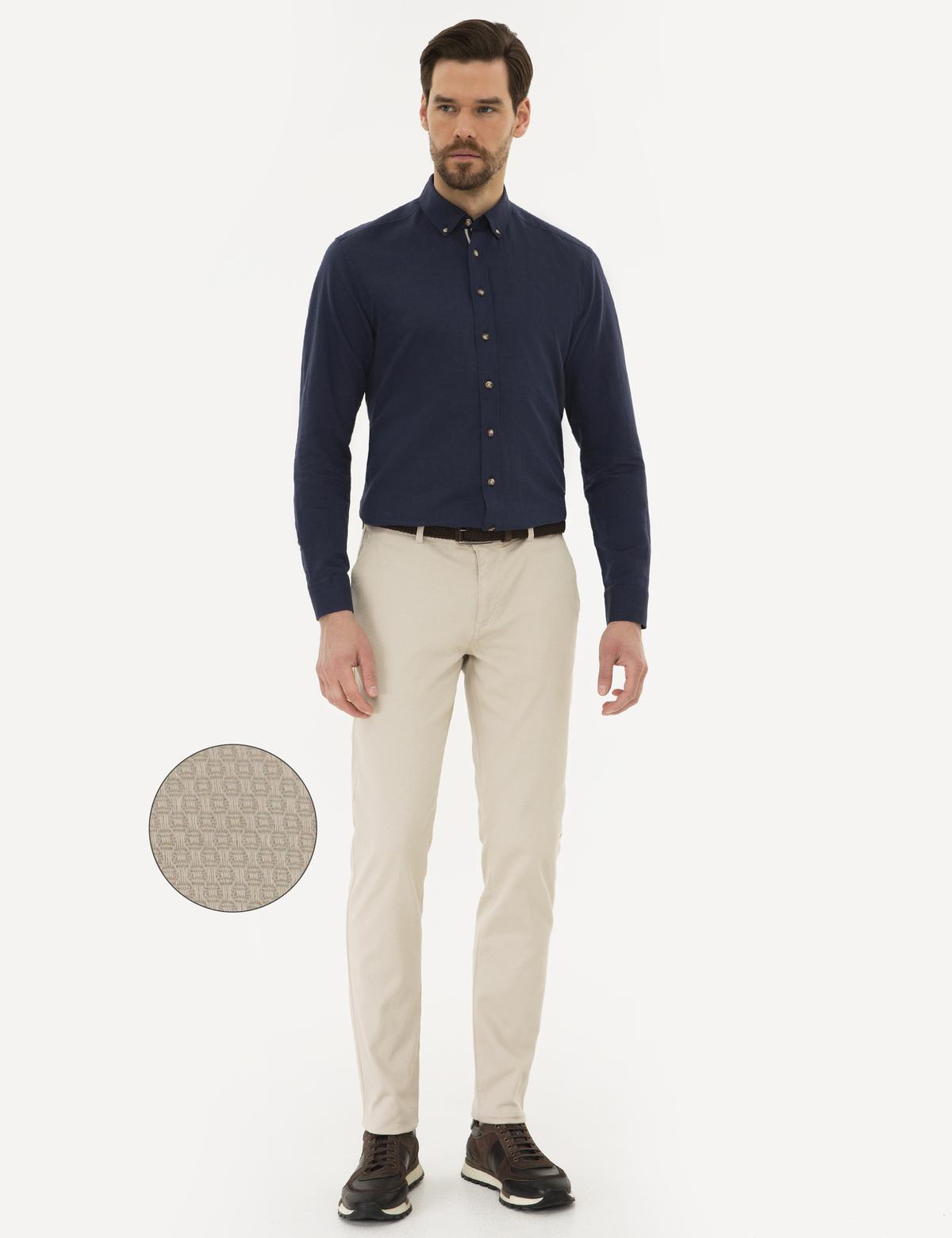 Bej Slim Fit Chino Pantolon