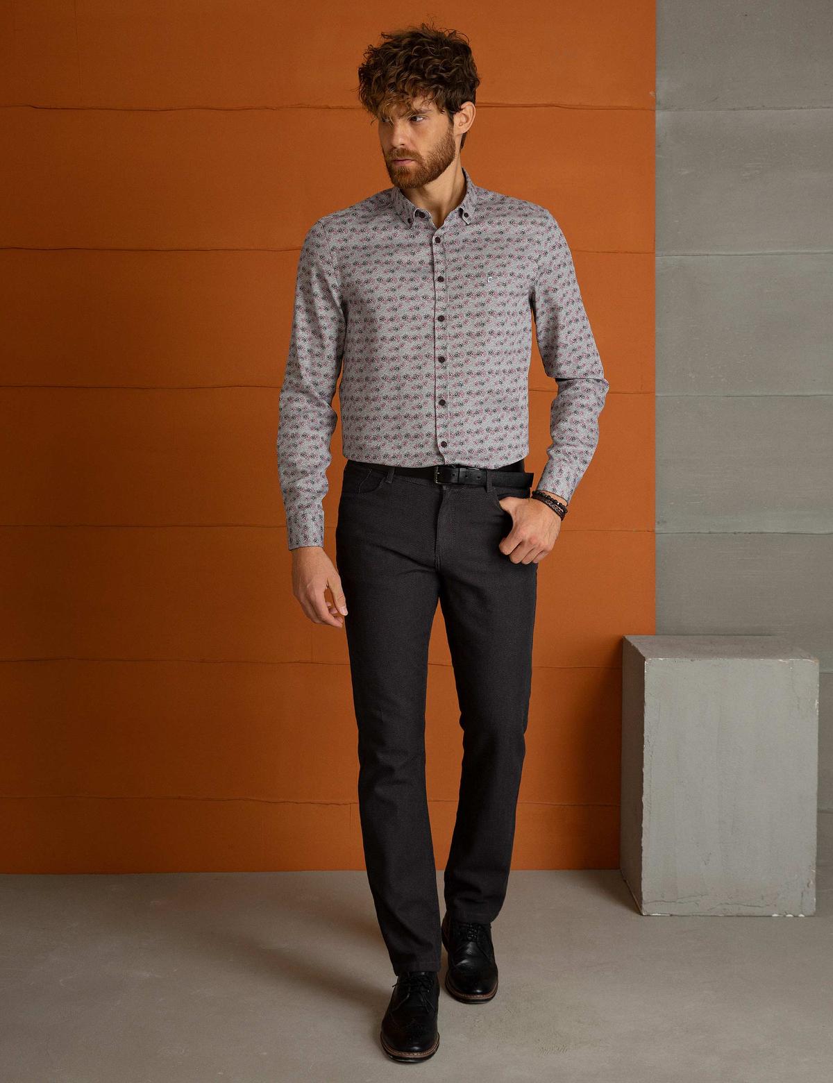Gri Slim Fit Gömlek
