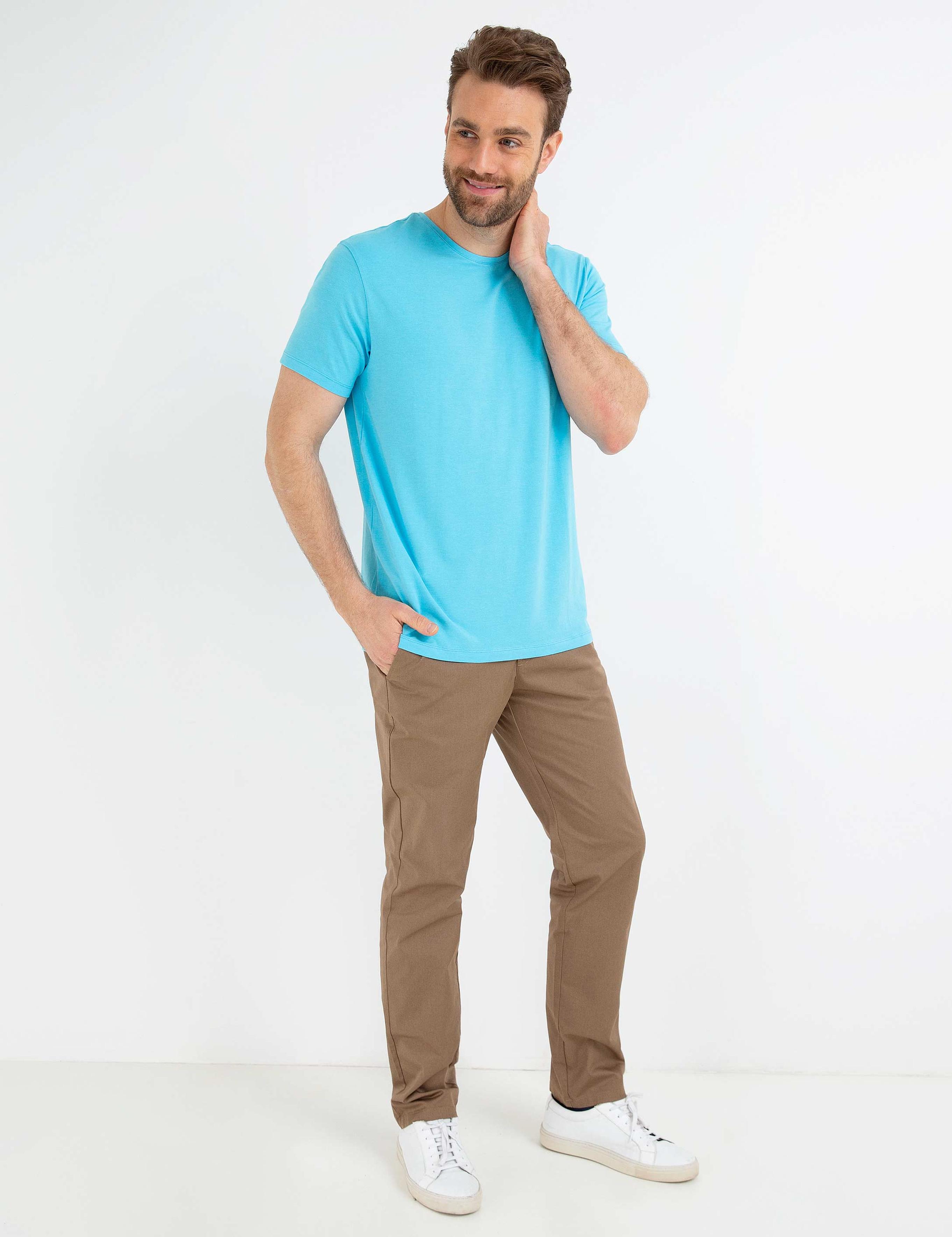 Açık Mavi Ex. Slim Fit Basic T-shirt