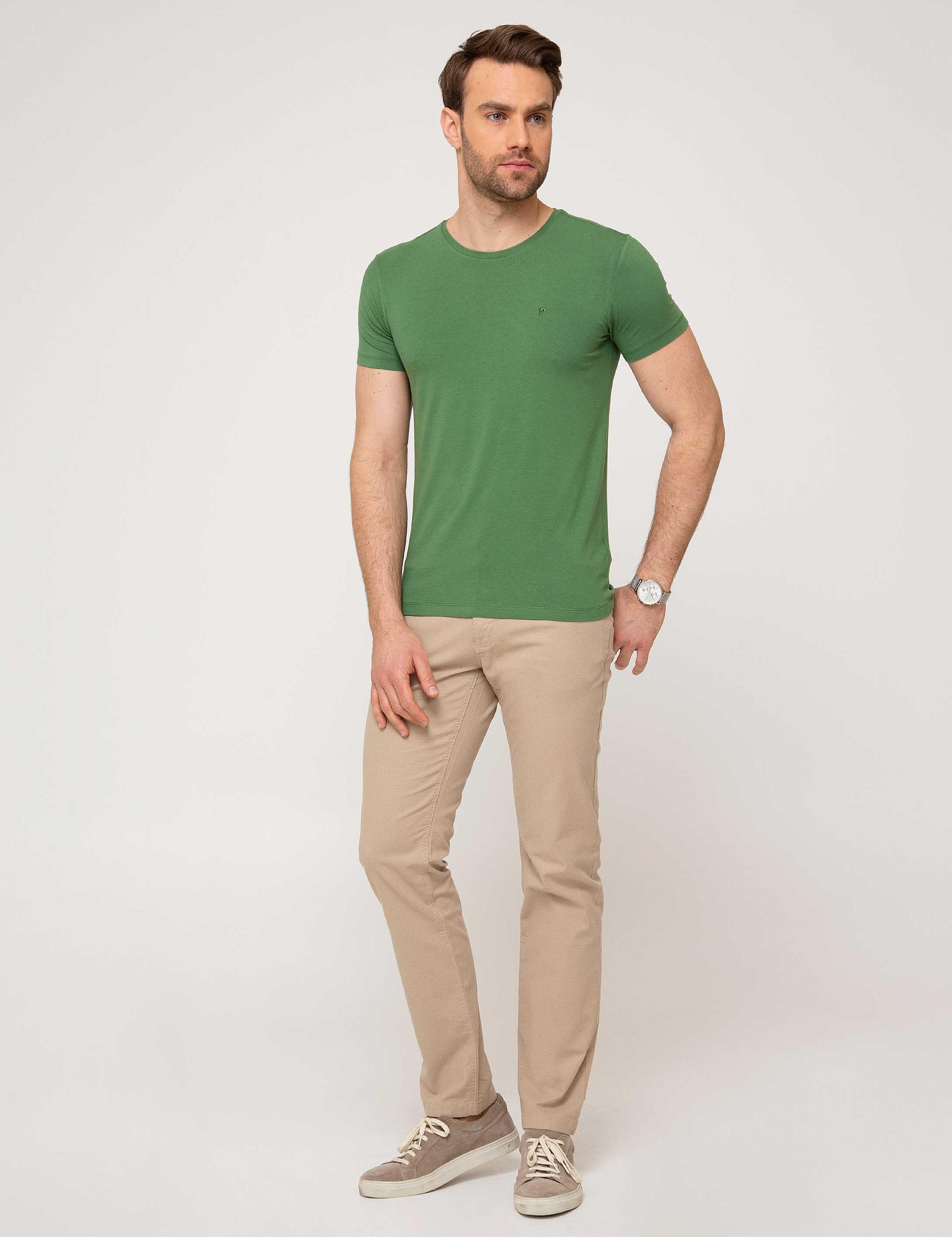 Yeşil Ex. Slim Fit Basic T-shirt