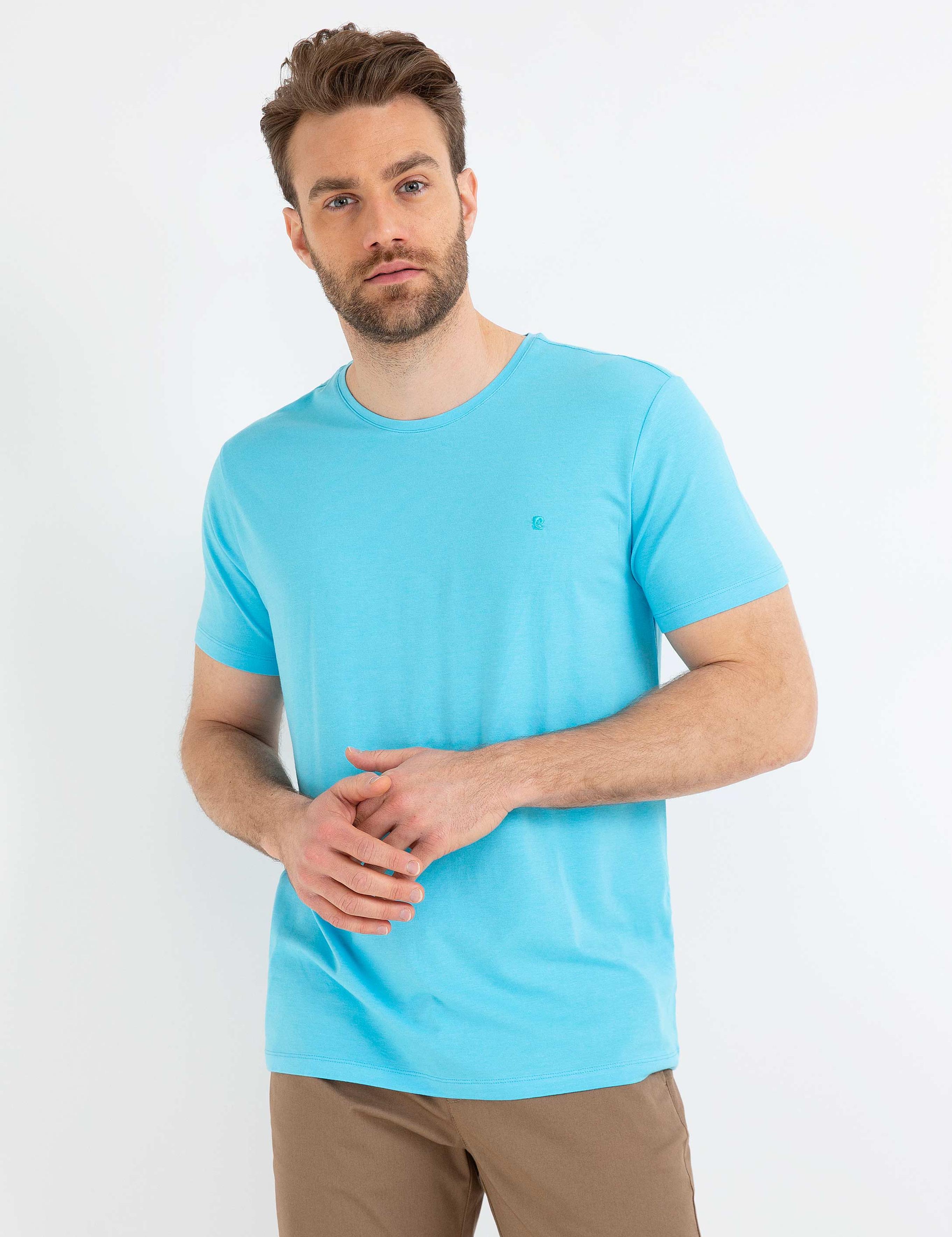 Açık Mavi Ex. Slim Fit Basic T-shirt