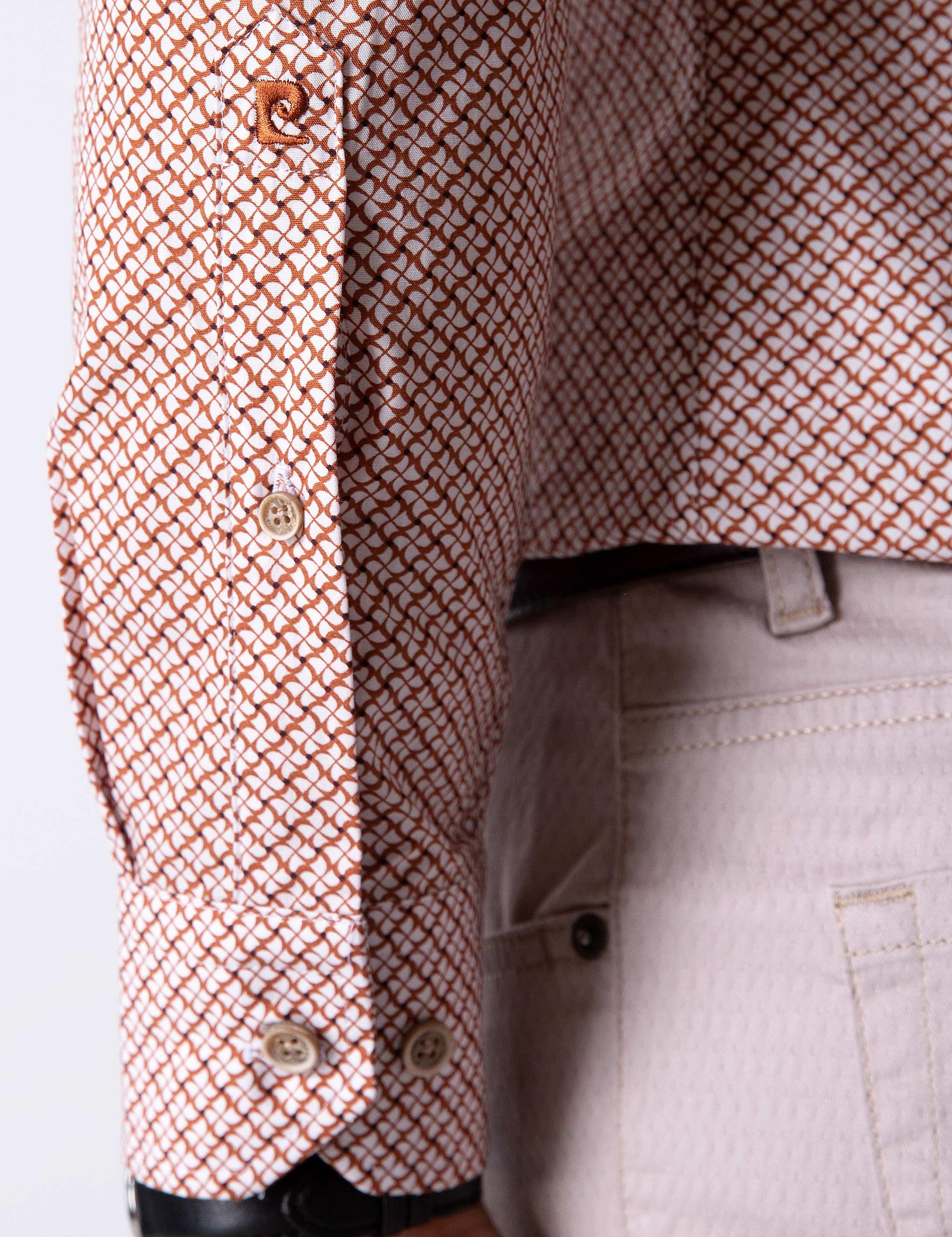 Turuncu Slim Fit Uzun Kollu Gömlek