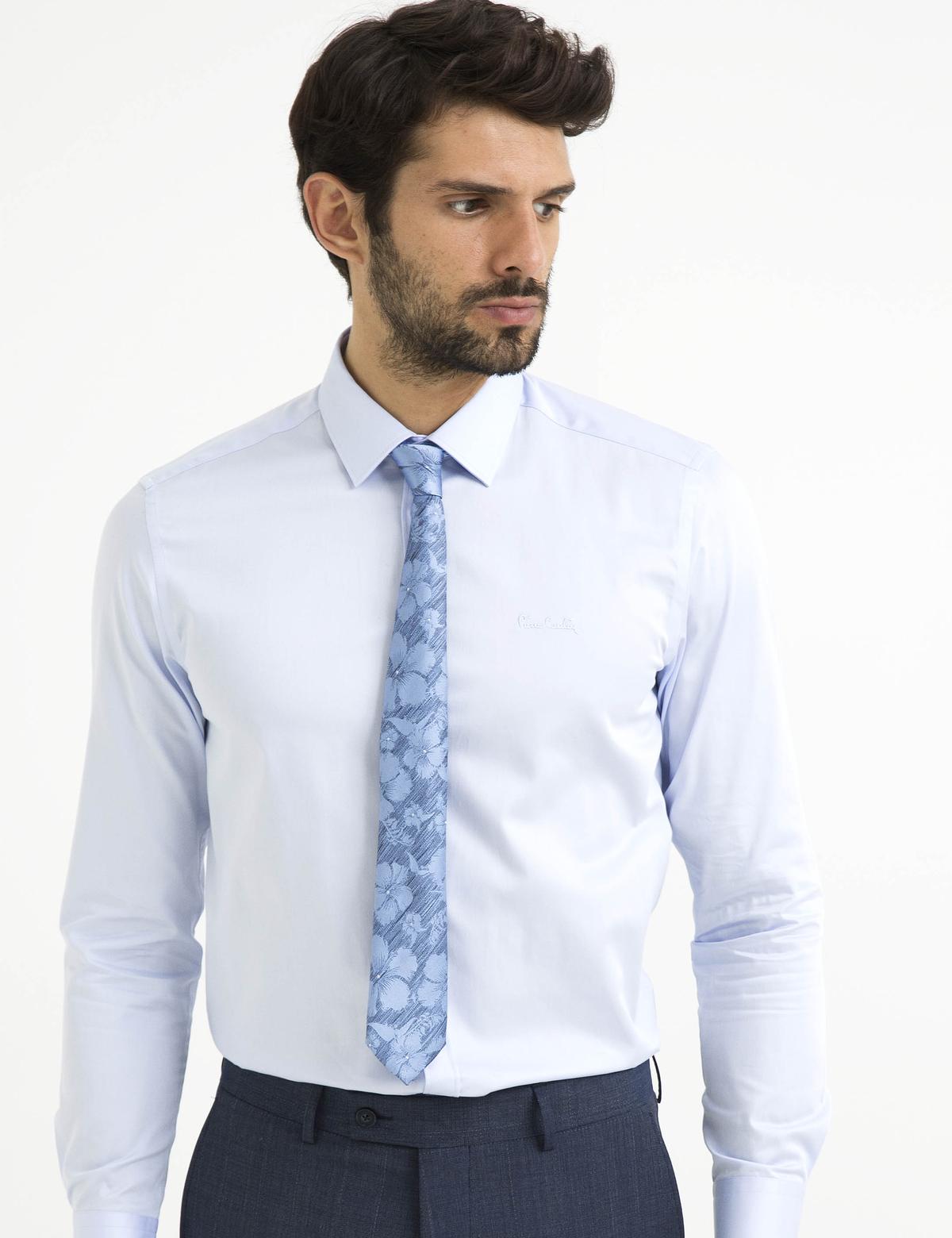 Açık Mavi Slim Fit Basic Gömlek Uzunkol