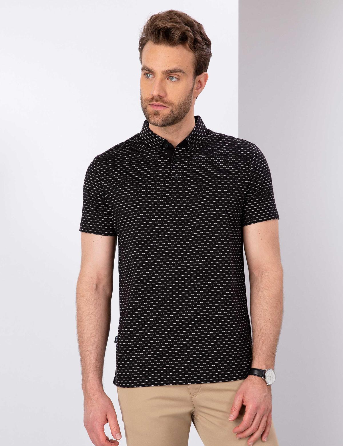 Siyah Slim Fit Polo Yaka T-Shirt